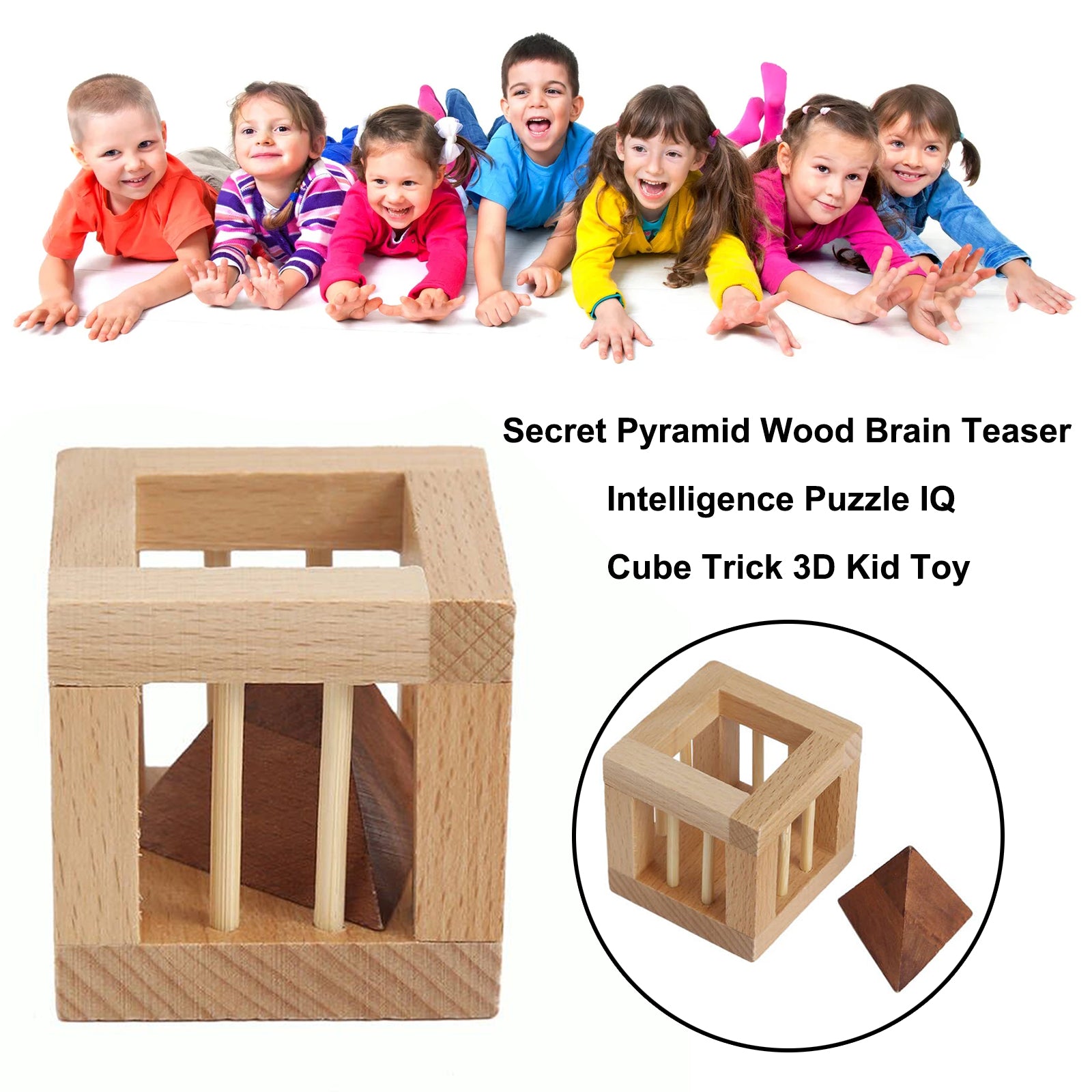 Geheime Piramide Houten Brain Teaser Intelligentiepuzzel IQ Cube Trick 3D Kid Toy