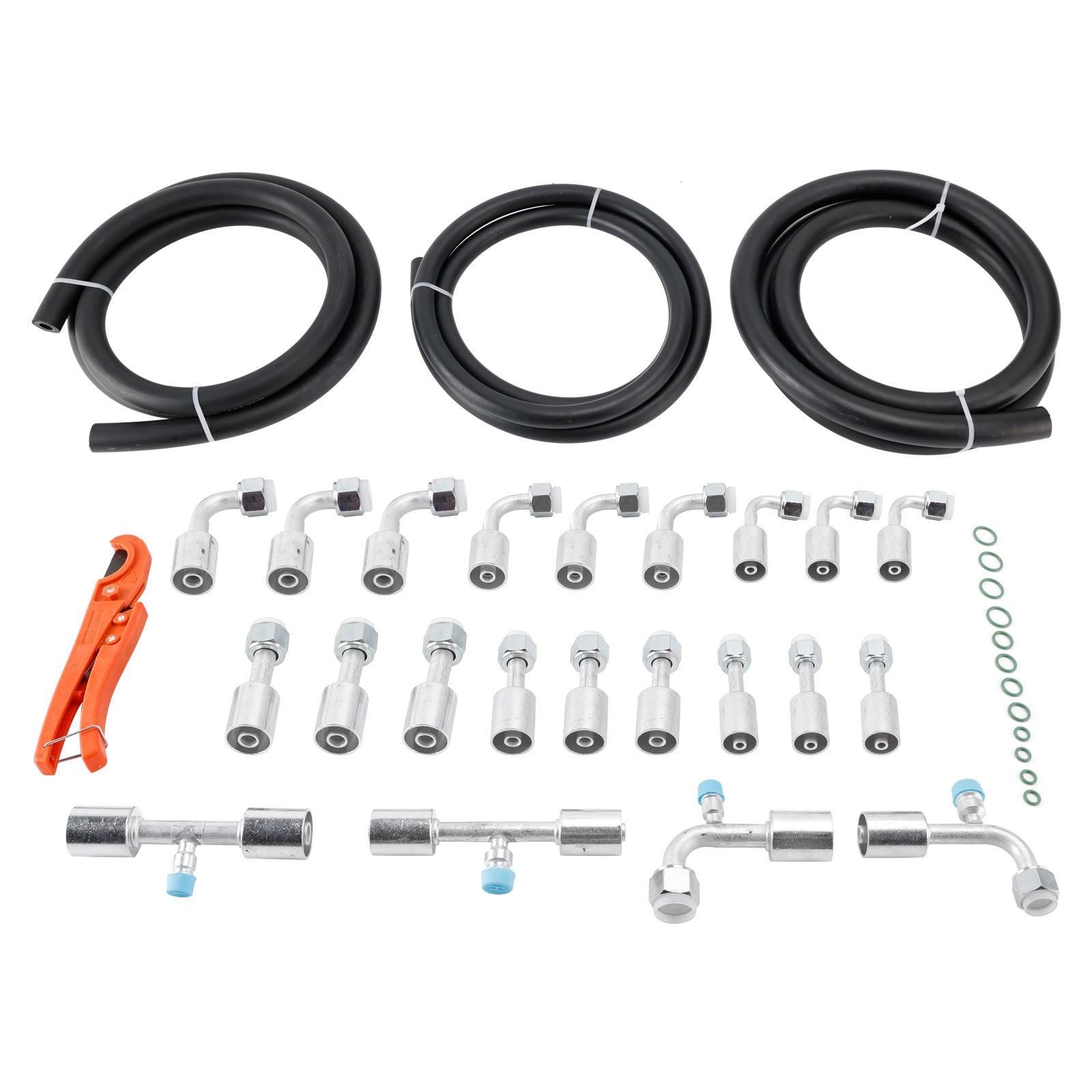 26PCS 9.5ft Air Conditioning Hose and Fitting Kit Includes 9.5ft #6#8#10 AC Hose