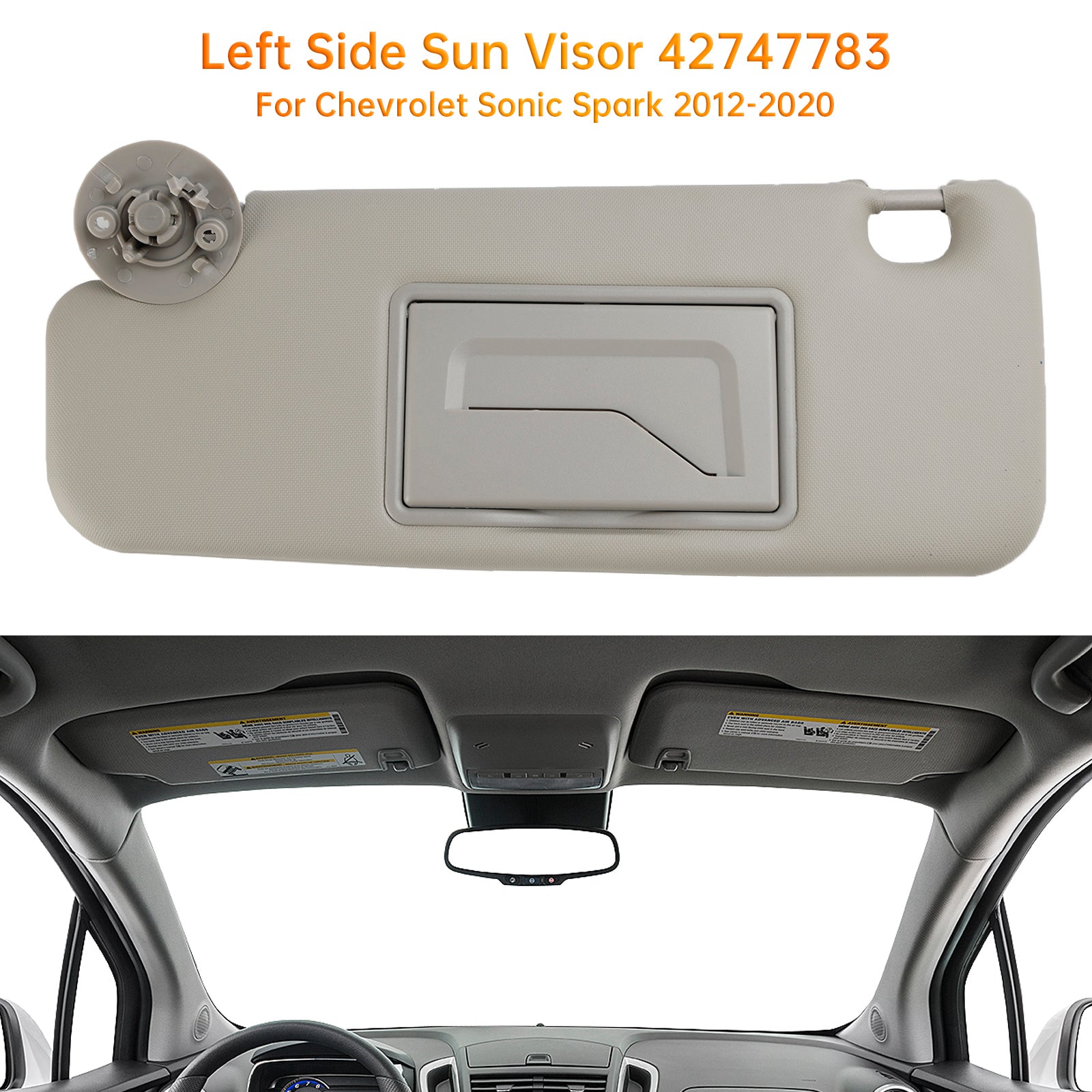 2012-2020 Chevy Sonic Spark Sun Visor Left Driver Side 42747783 Gray