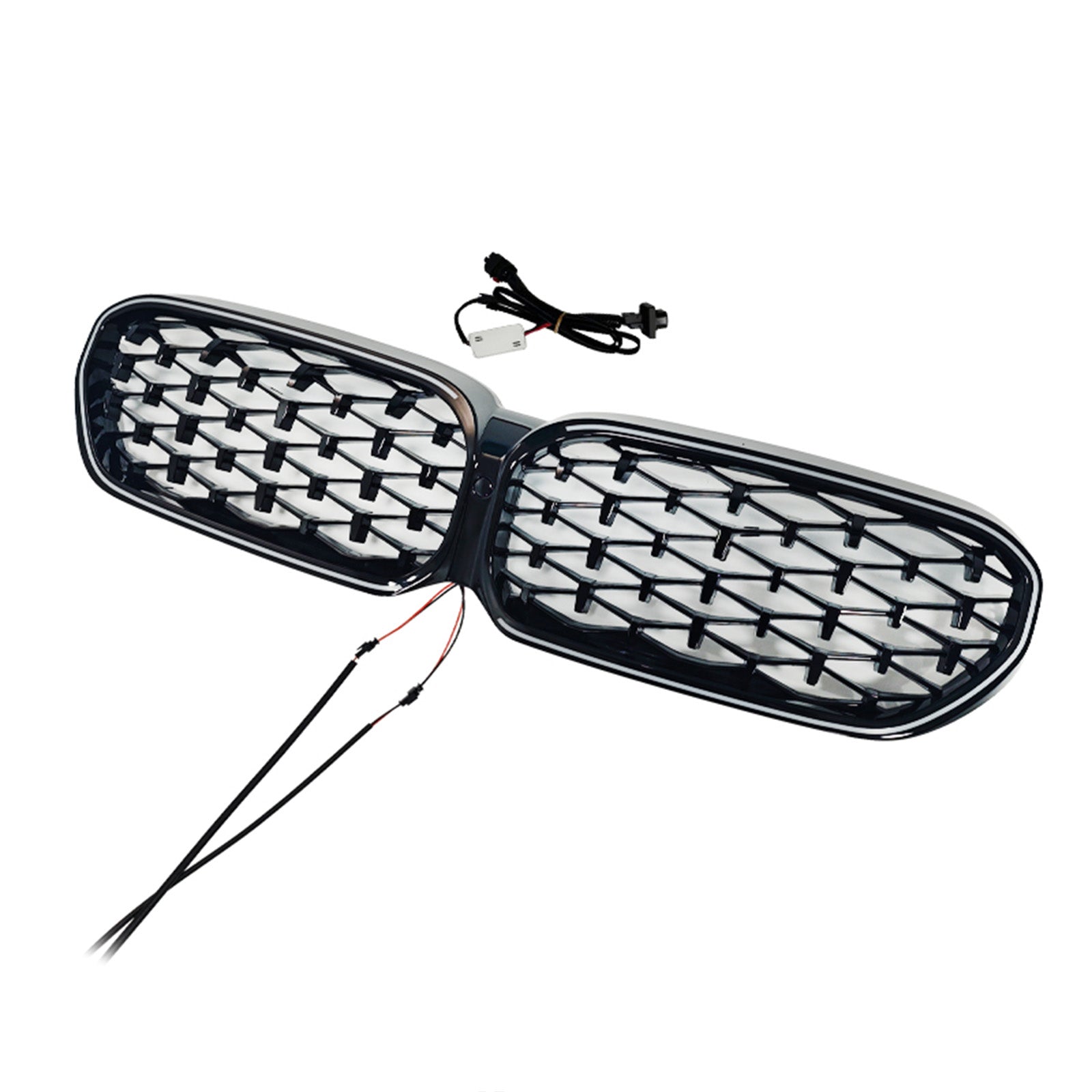Diamond Front Kidney Grill Grille Fit BMW 5 Series G30 G38 2021-2024 Black
