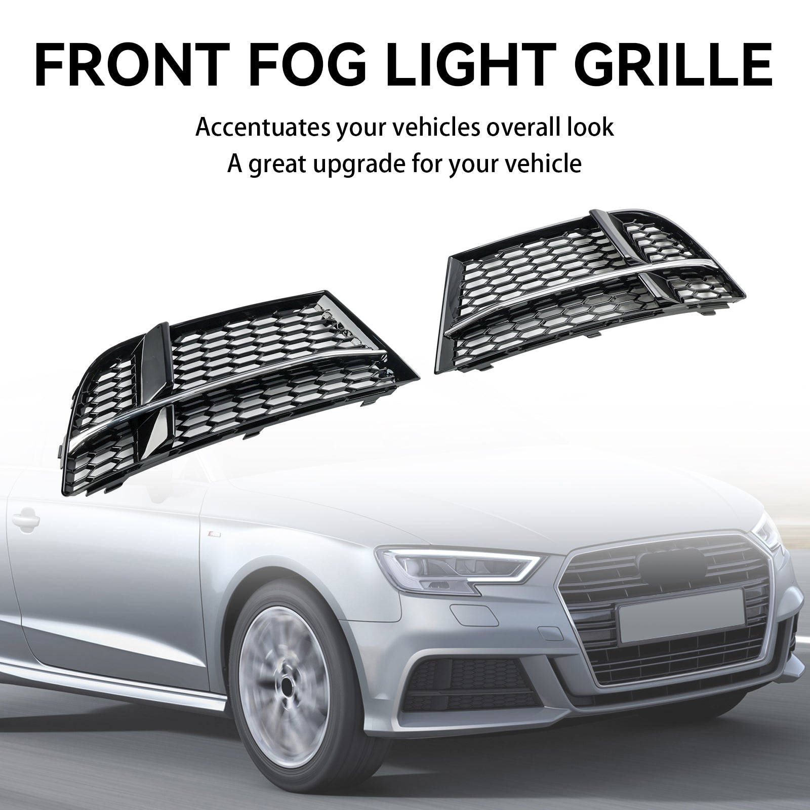 Mistlamp Cover Bezel Grill Grille Fit AUDI A3 S-LINE 2017-2019 8 V