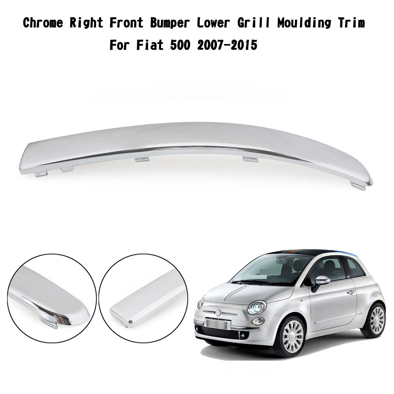 Chrome Right Front Bumper Lower Moulding Trim For Fiat 500 2007-2015