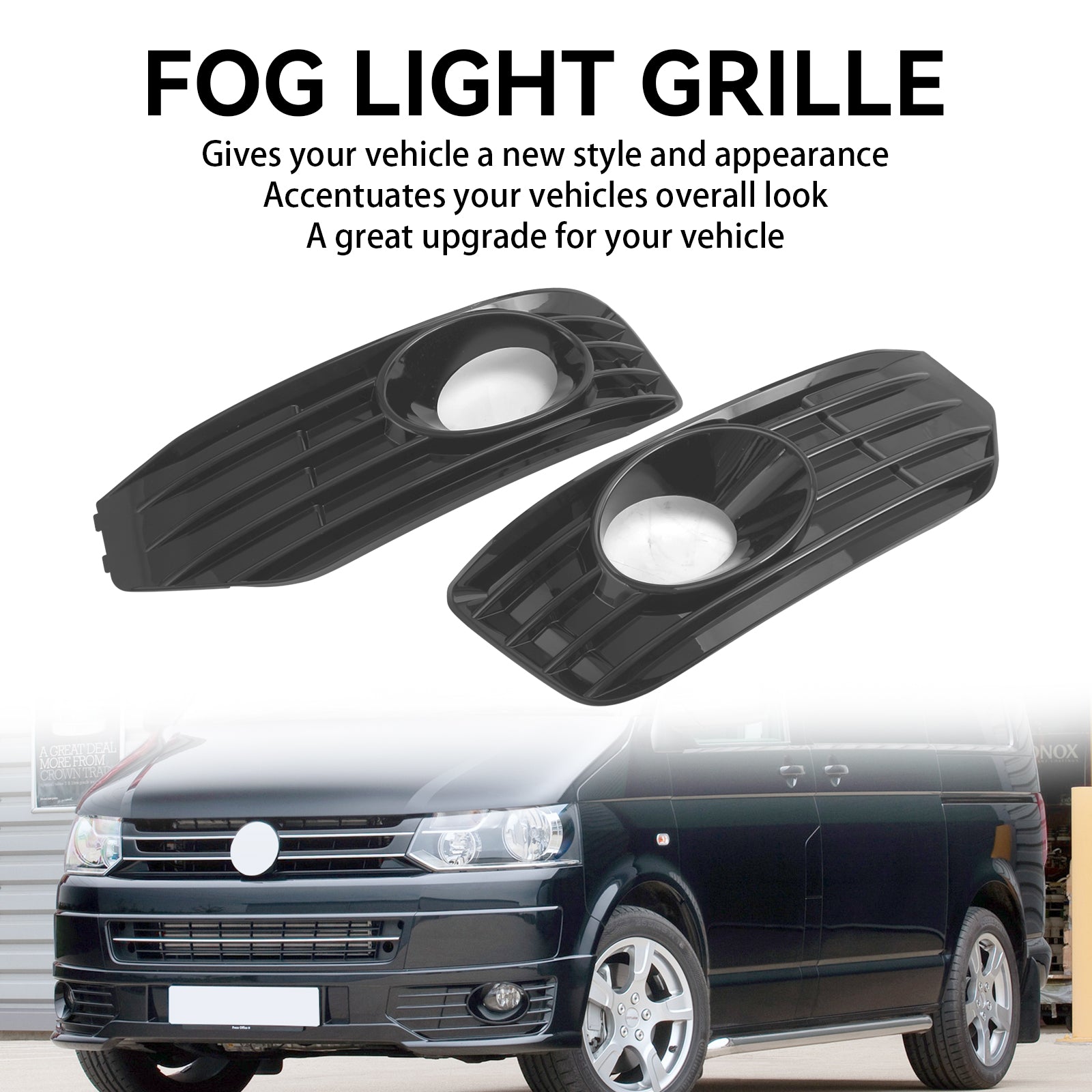 2010-2015 VW T5 T5.1 S-line Gloss Black Fog Lamp Light Cover Insert Grille