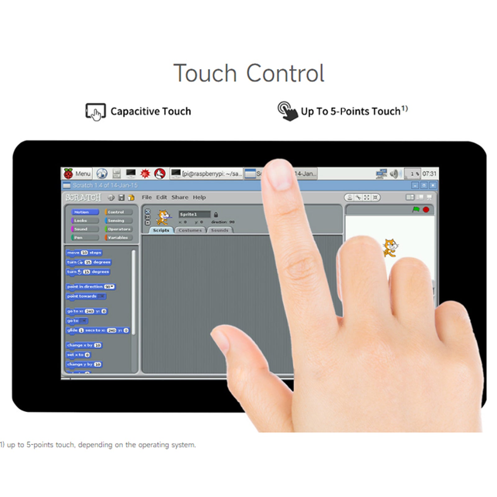 Raspberry Pi 7-inch IPS Capacitive 5-Point Touch Screen 1024×600 Pixels Pi5/4B