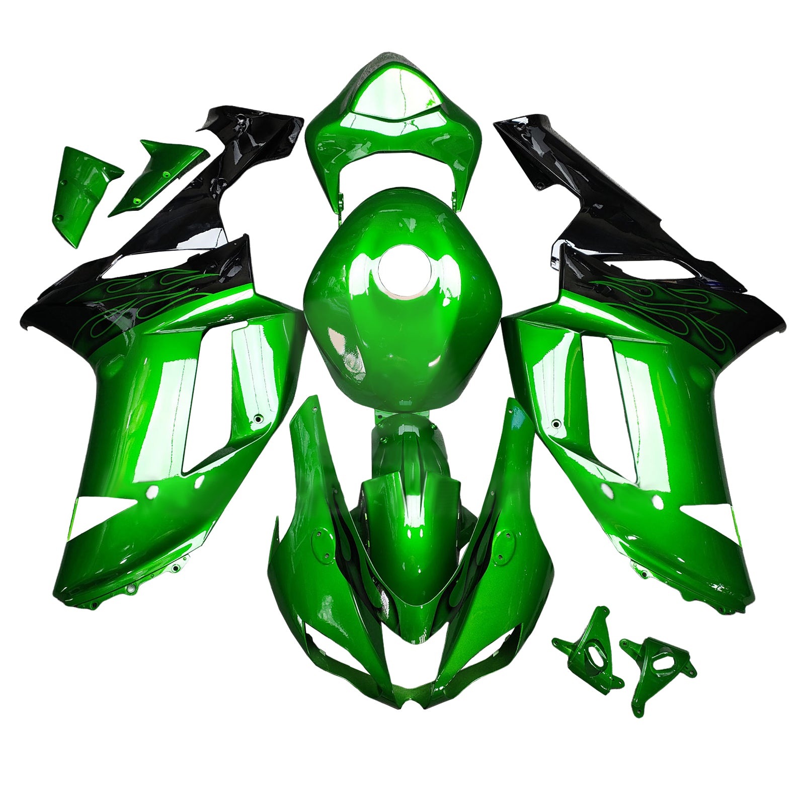 Injeksjon Fairing Kit Bodywork Plast Abs Fit for Kawasaki ZX6R 636 2007-2008