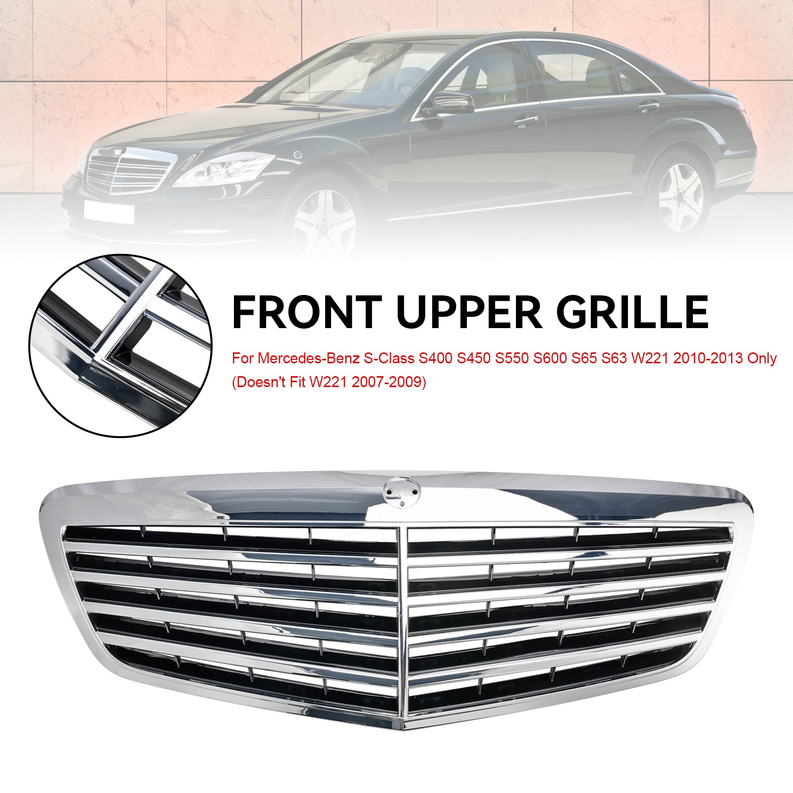 Front Grille Grill Fit Mercedes Benz S-Class W221 S550 S600 S63 S65 2010-2013