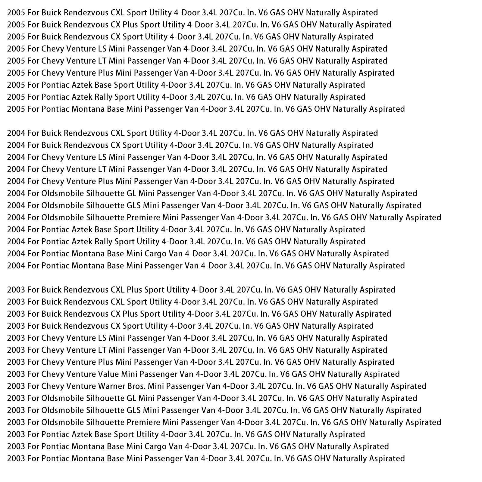 2000-2004 Oldsmobile Silhouette Throttle Body Assembly 12595275