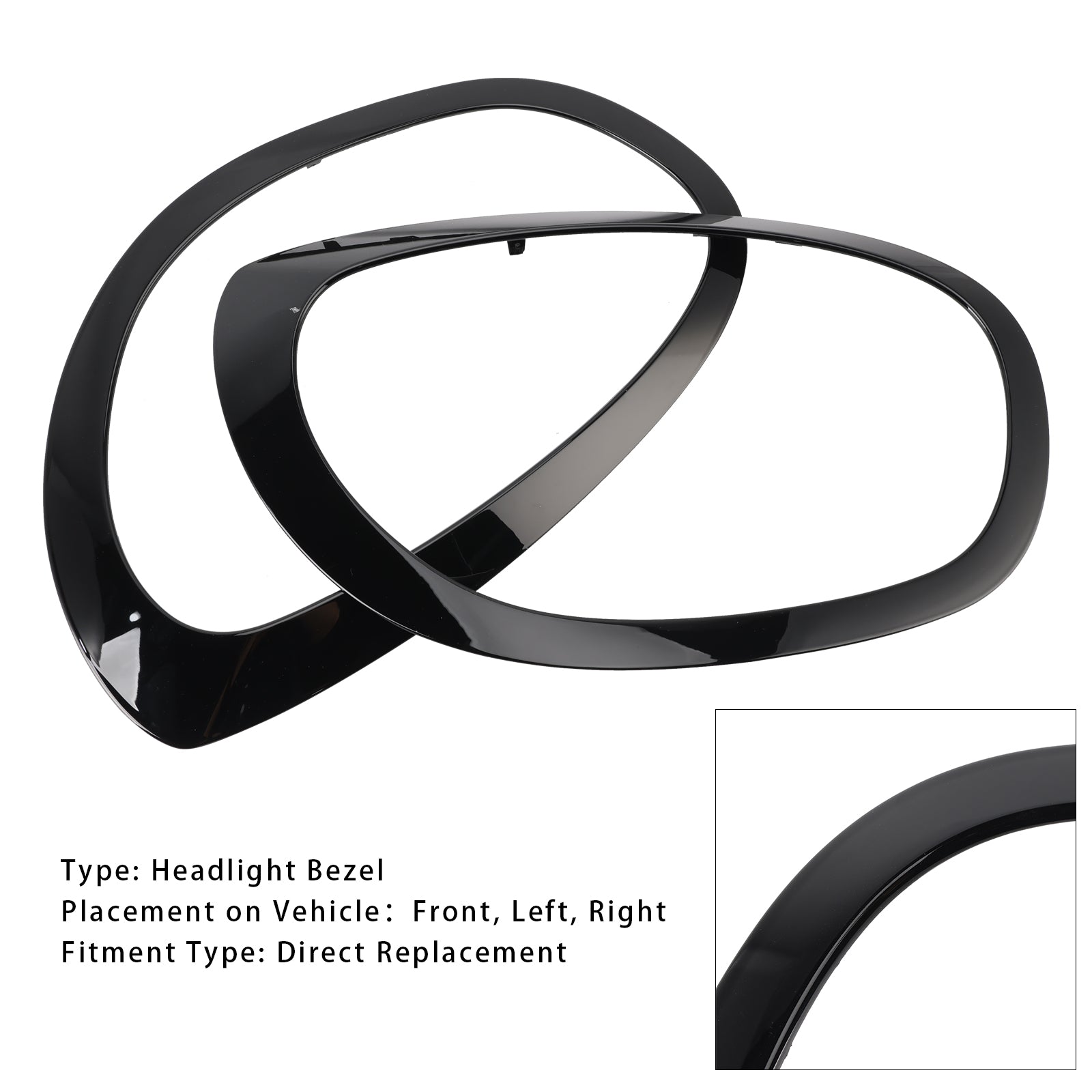 2017-2023 Mini Cooper Countryman 2PCS Left & Right Side Headlight Bezel Set