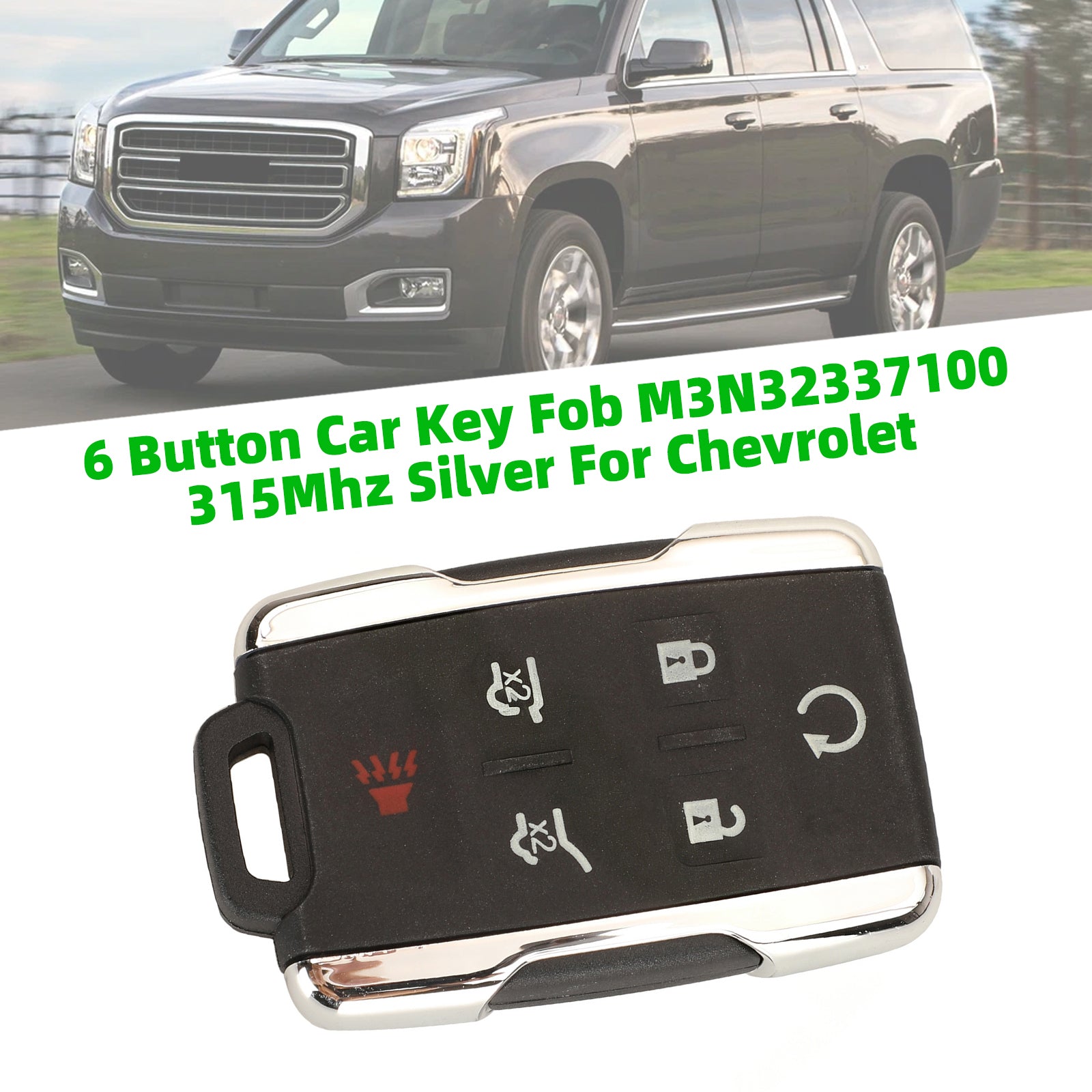 6 Button Car Key Fob M3N32337100 315Mhz Silver For Chevrolet