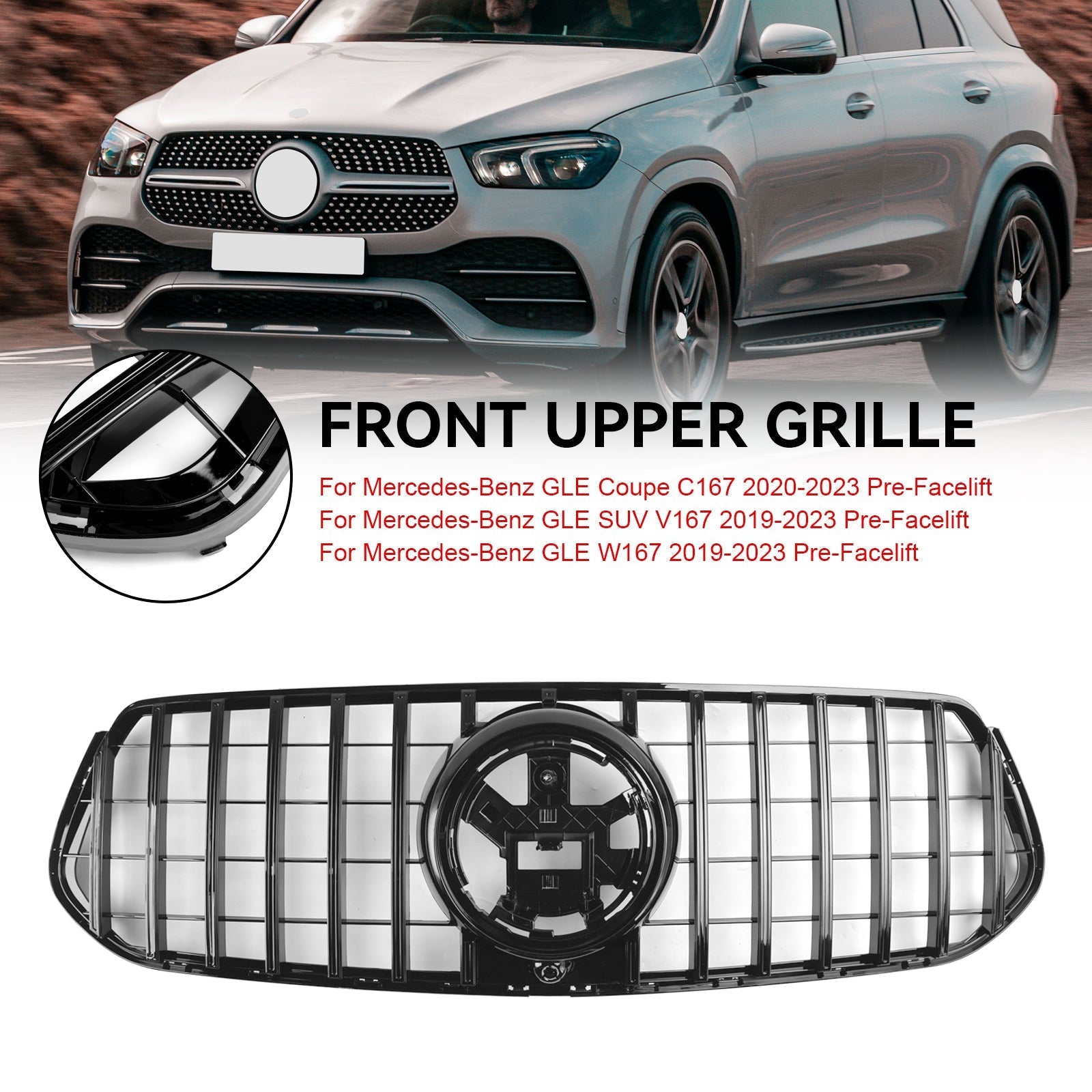 Calandre avant noire brillante Mercedes-Benz GLE SUV V167 pré-lifting 2019-2023