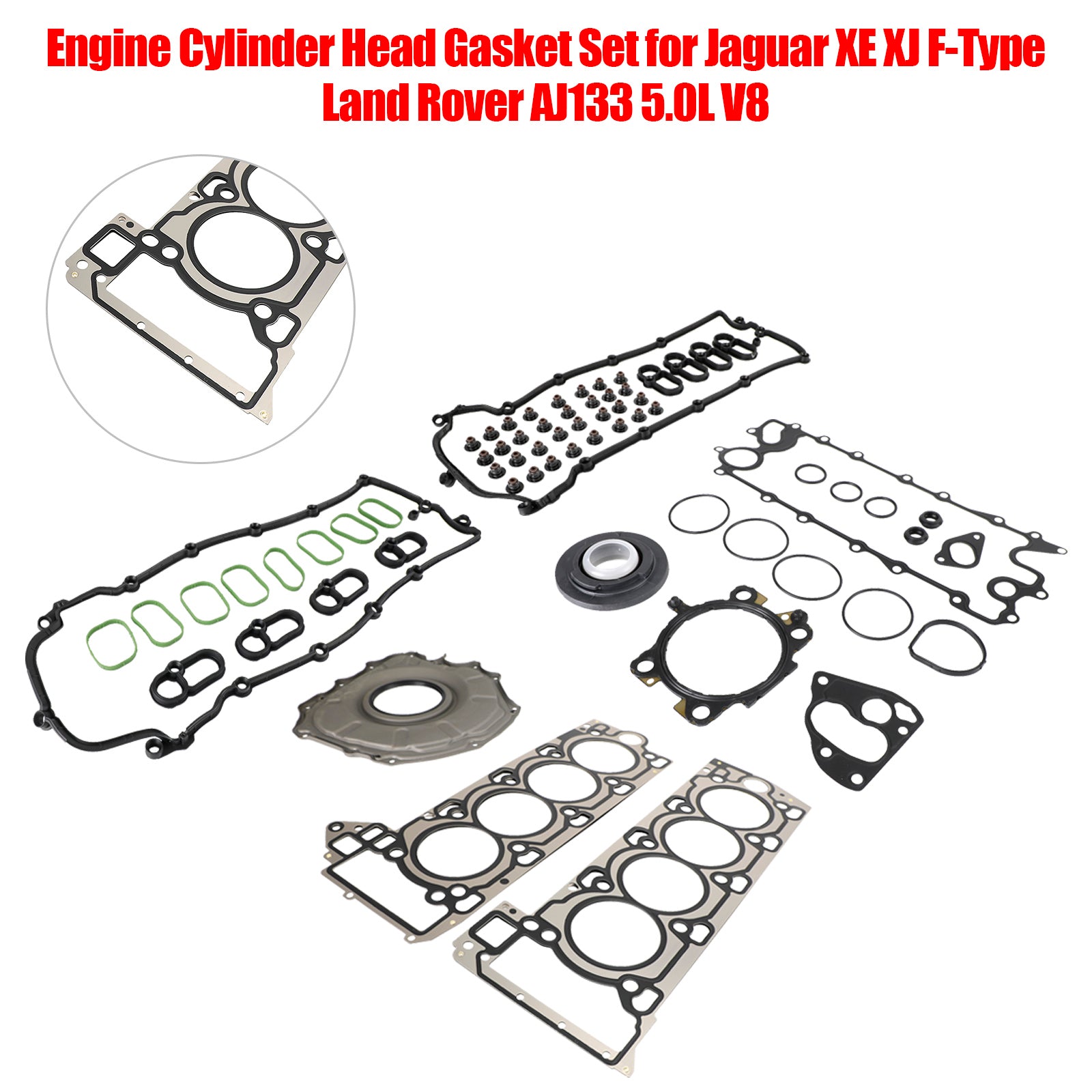 Jaguar XE XJ F-Type Land Rover AJ133 5.0L V8 Engine Cylinder Head Gasket Set