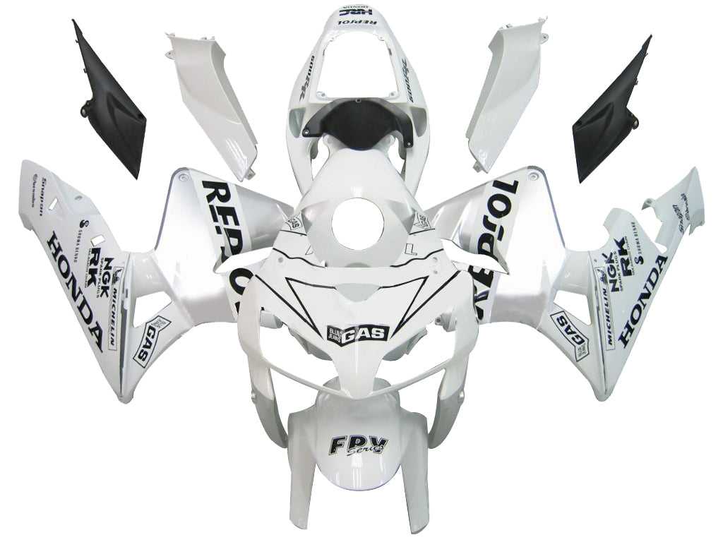 2005-2006 Honda CBR600RR Blanc et Argent Carénages Repsol Racing Générique