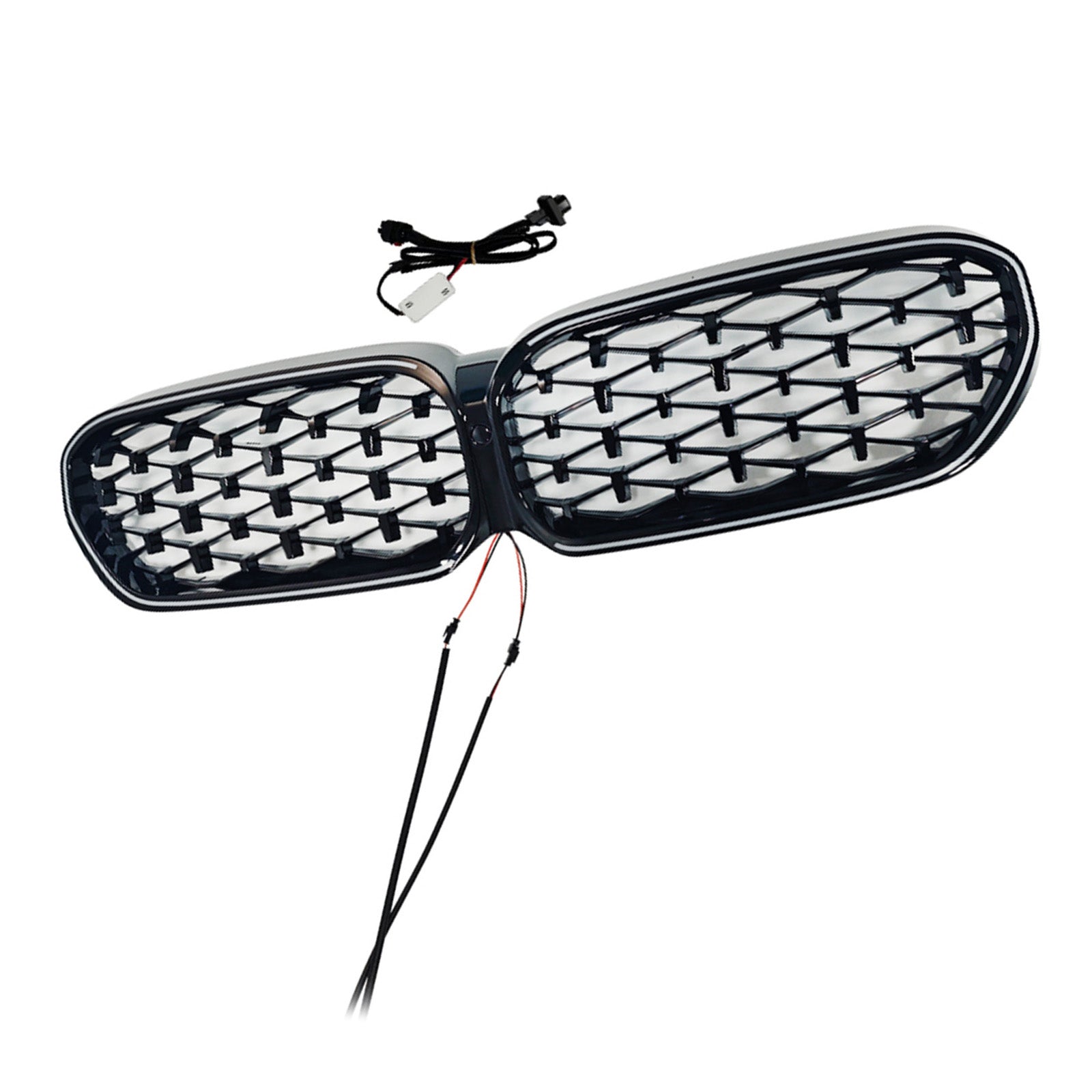 Diamond Front Kidney Grill Grille Fit BMW 5 Series G30 G38 2021-2024 Black