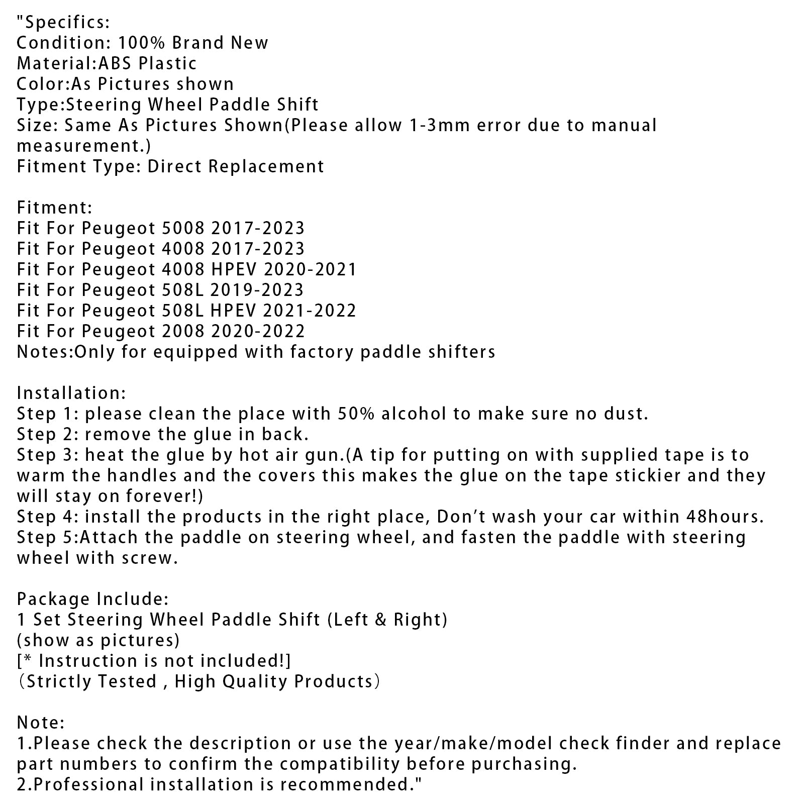 Stuurwiel Paddle Shifter Uitbreiding Geschikt voor Peugeot 2017-2023