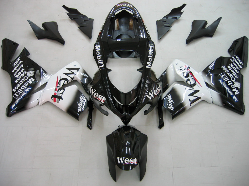 2004-2005 Kawasaki ZX 10R Black White West Racing Fairings Generic