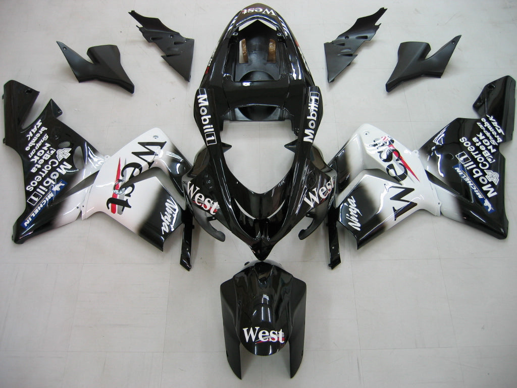 2004-2005 Kawasaki ZX 10R Noir Blanc West Racing Carénages Générique