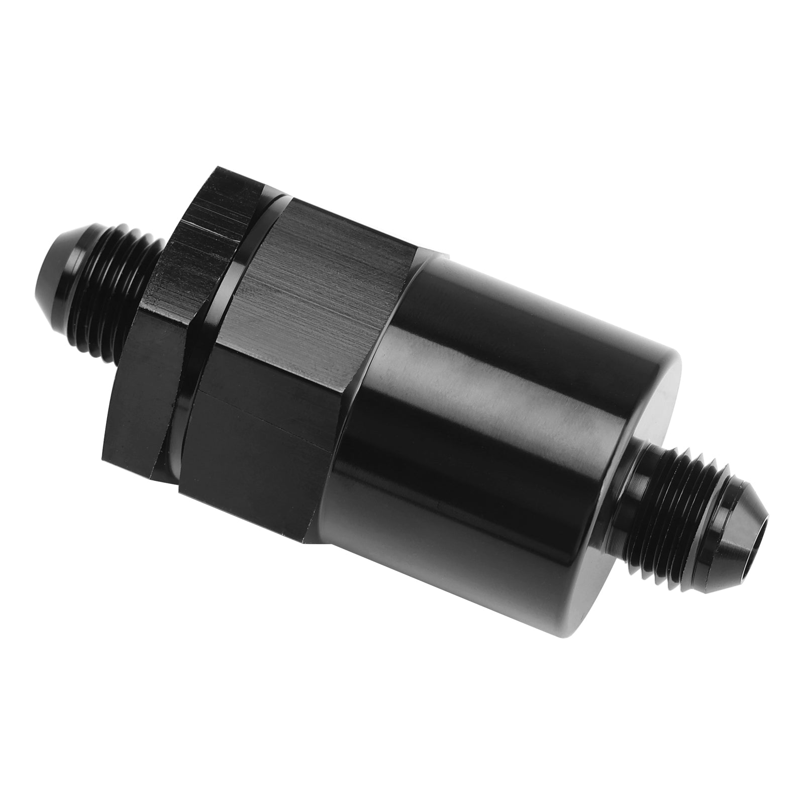 AN6 Black Inline Fuel Systems Filter Adapter With 30 Micron Filter Element