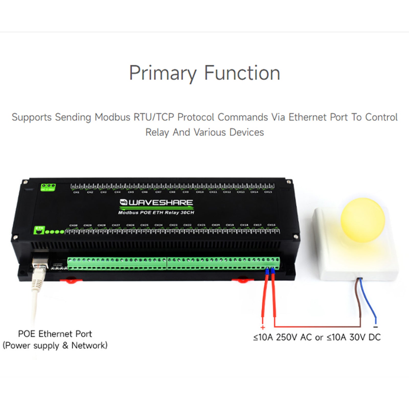 8/30-kanaals Ethernet-relaismodule Modbus TCP-protocol Poe Ethernet-communicatie