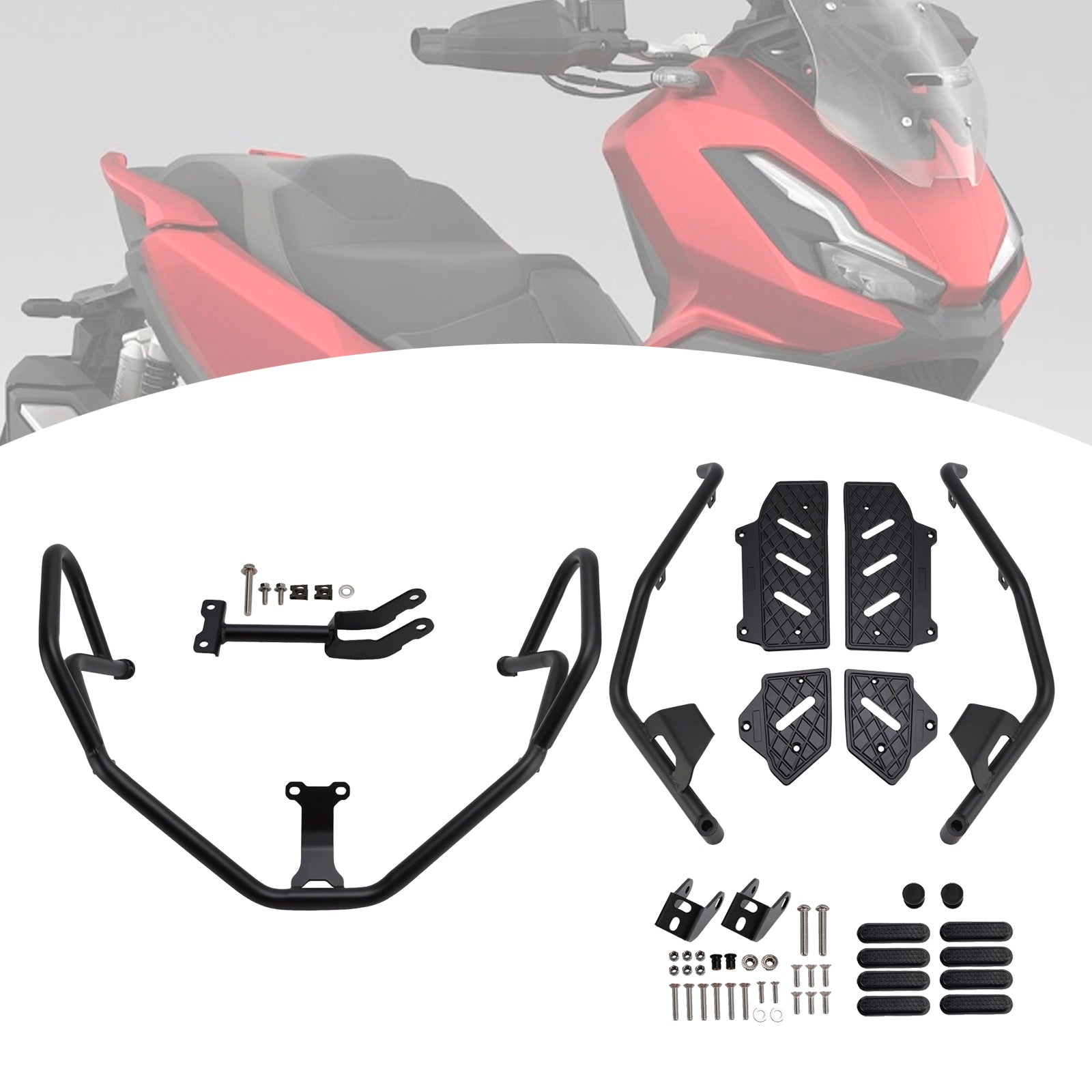 Crash Bar Upper+Lower Engine Guard Frame Fit Black For Honda Adv350 2022-2025 24
