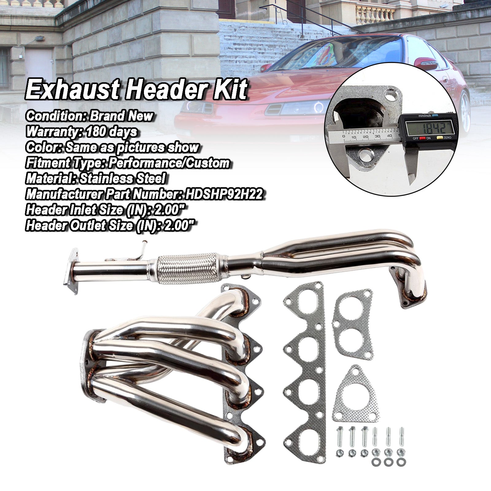 Steel Manifold Exhaust Racing Header Stainless Fit Honda Prelude 2.2L 1993-1996