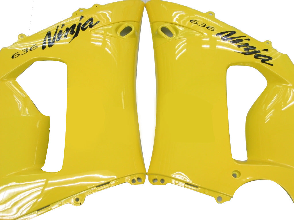 2005-2006 Kawasaki ZX6R 636 Carénages Jaune Noir Ninja Racing Générique