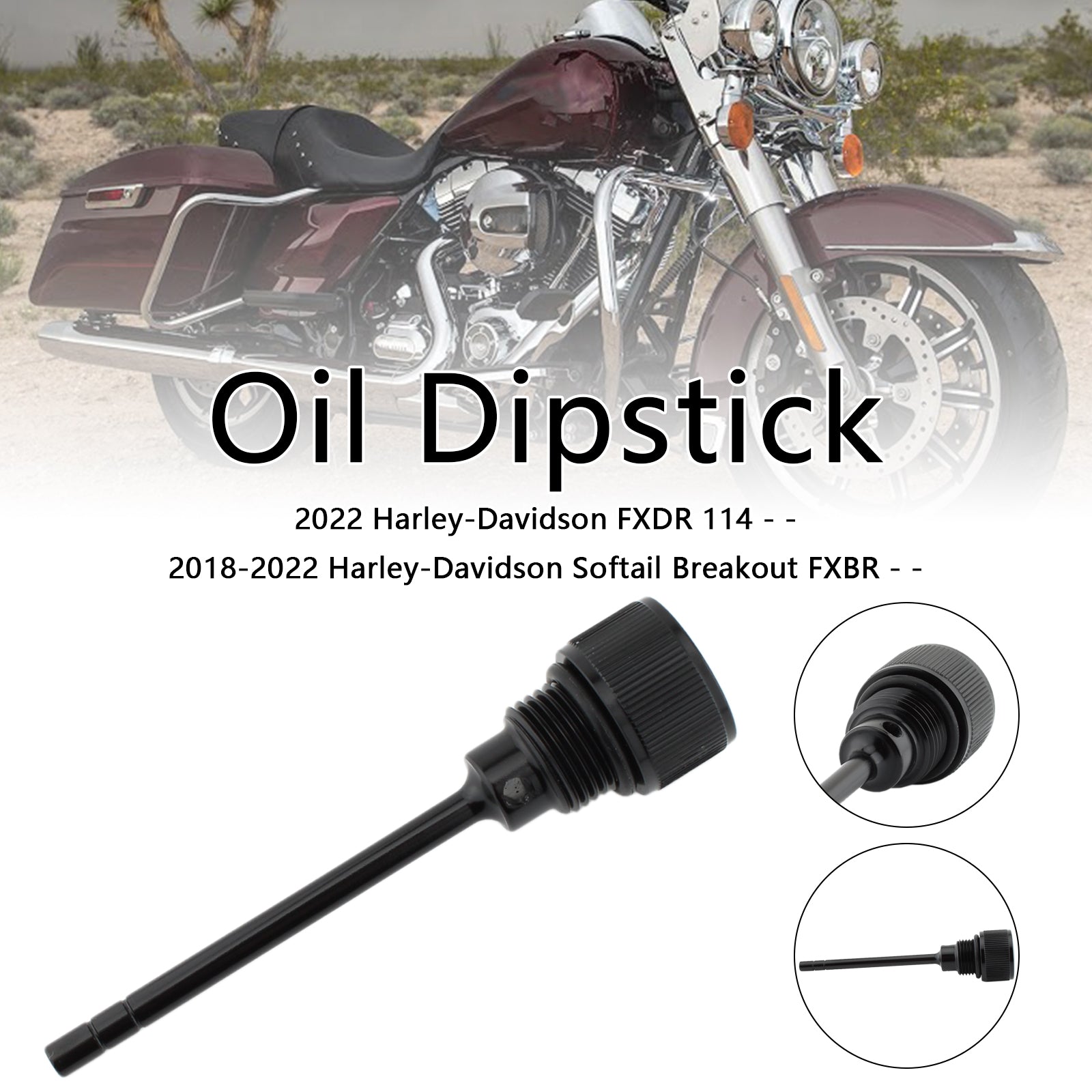 1105-0022 Oil Dipstick Tank Cap Plug For Softail Road Glide 07-19