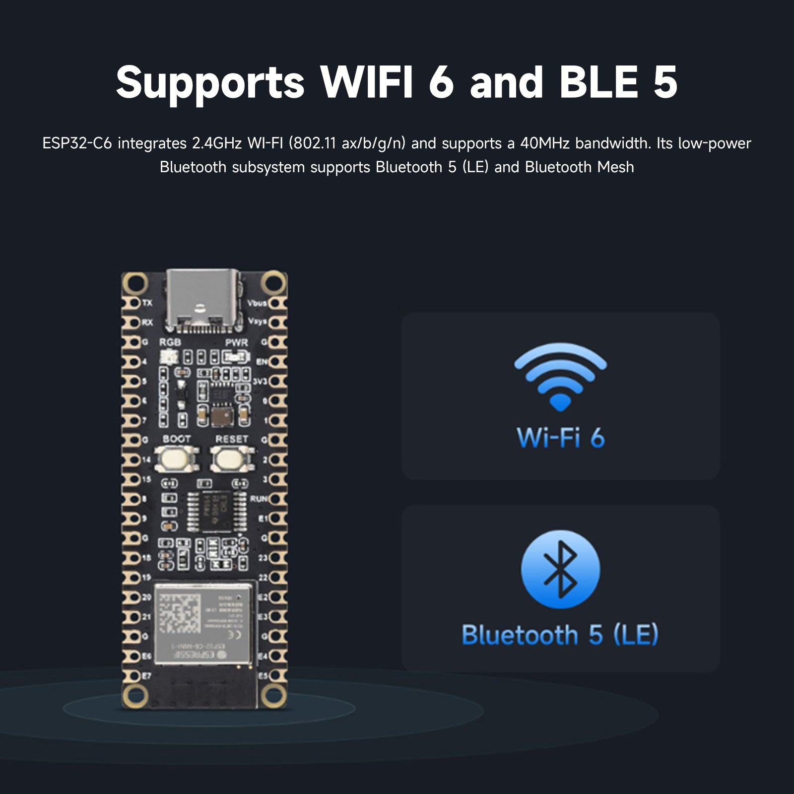 Carte de développement de microcontrôleur ESP32-C6, processeur monocœur Pi Pico, 160MHz