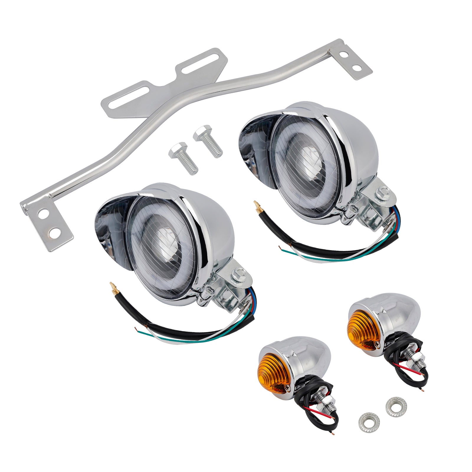 #D22 Headlight Lamp Spotlight Universal Coler Switch Fits Chrome For Motorcycle