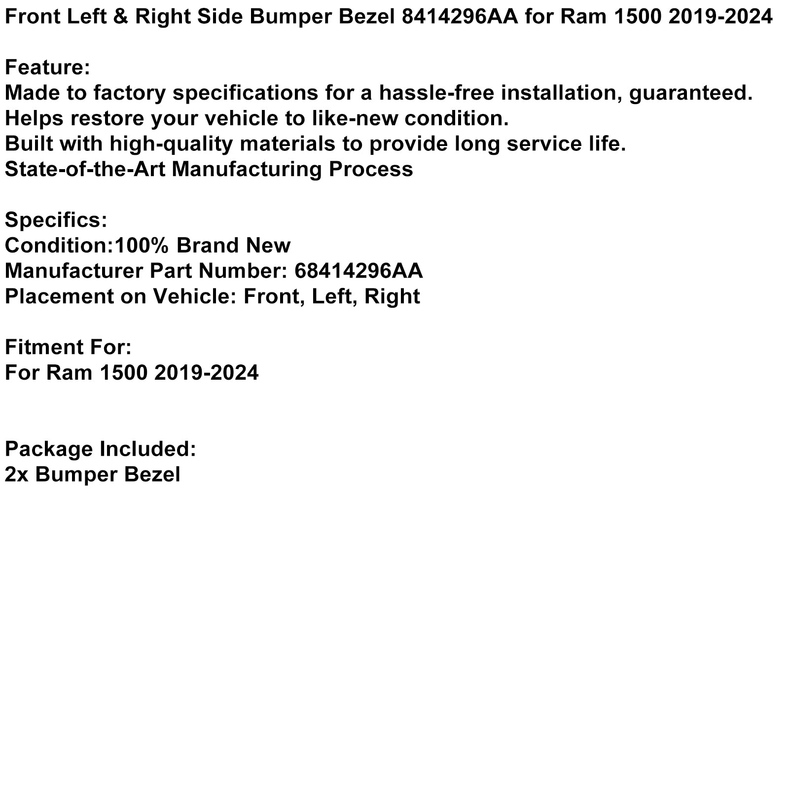 2019-2024 Ram 1500 bumperrand links en rechts voor 8414296AA