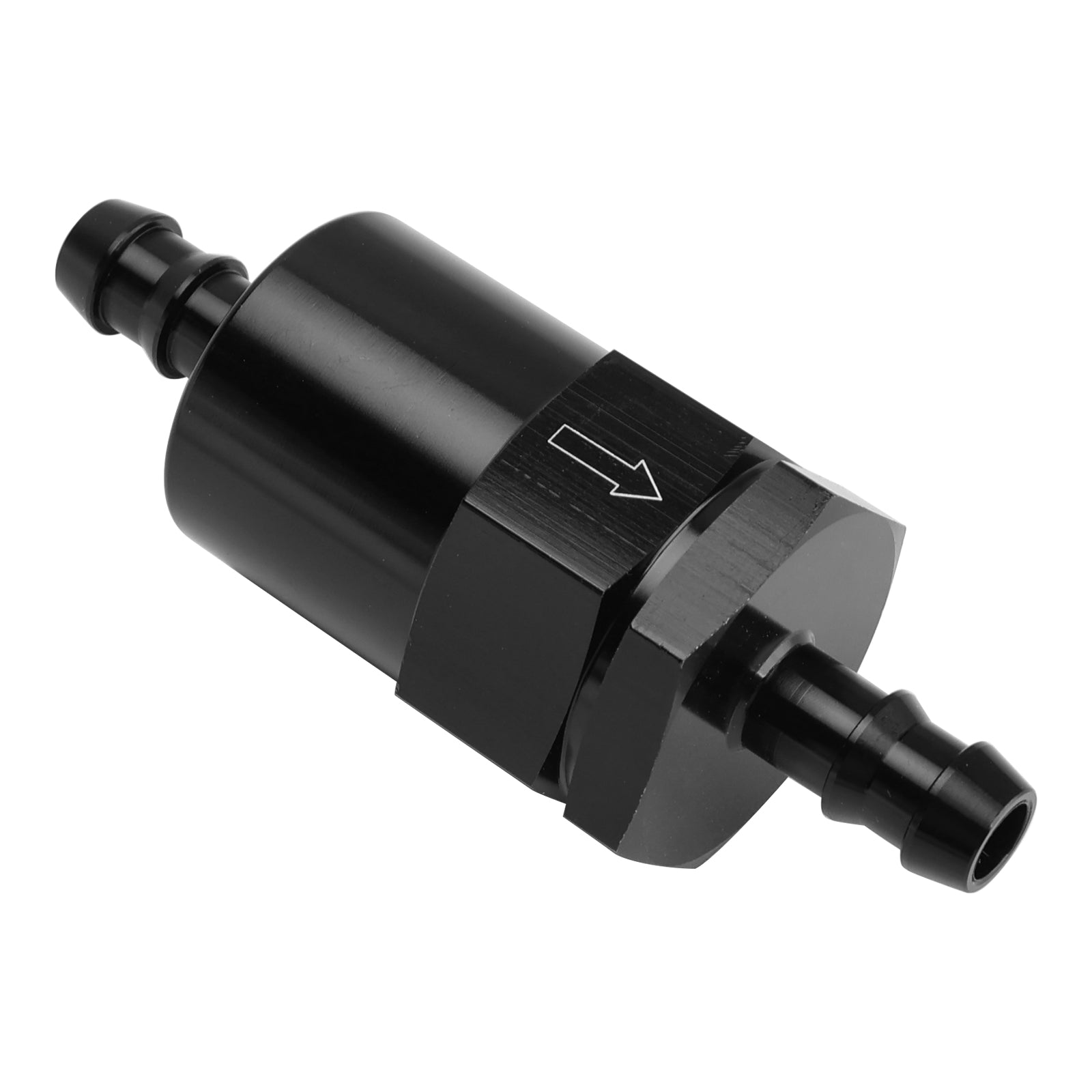 Black Inline EFI Fuel Systems Filter Adapter 3/8" Barb With 30 Micron Filter Element