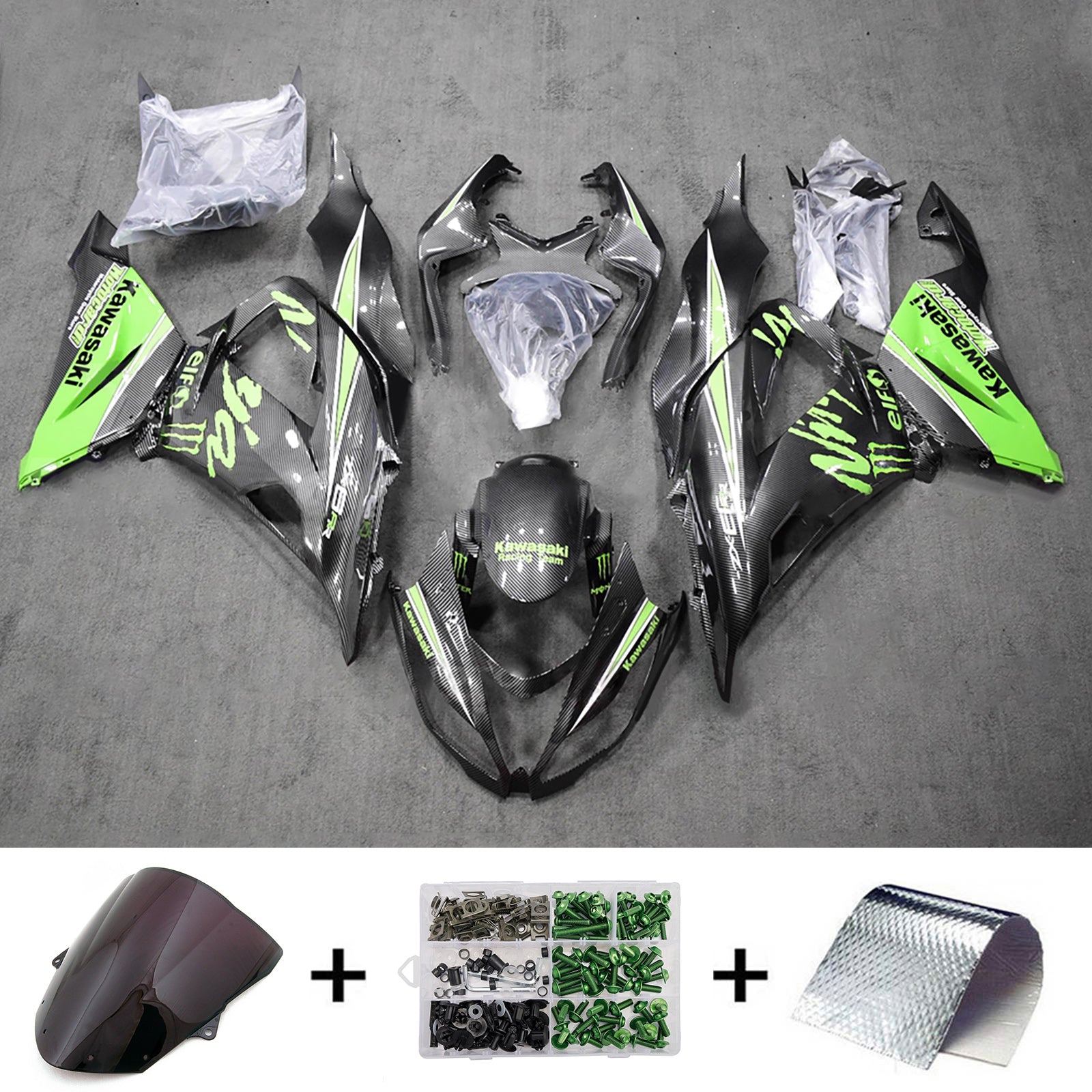 Kit carena iniezione carrozzeria in plastica ABS adatta per Kawasaki ZX6R 636 2013-2018