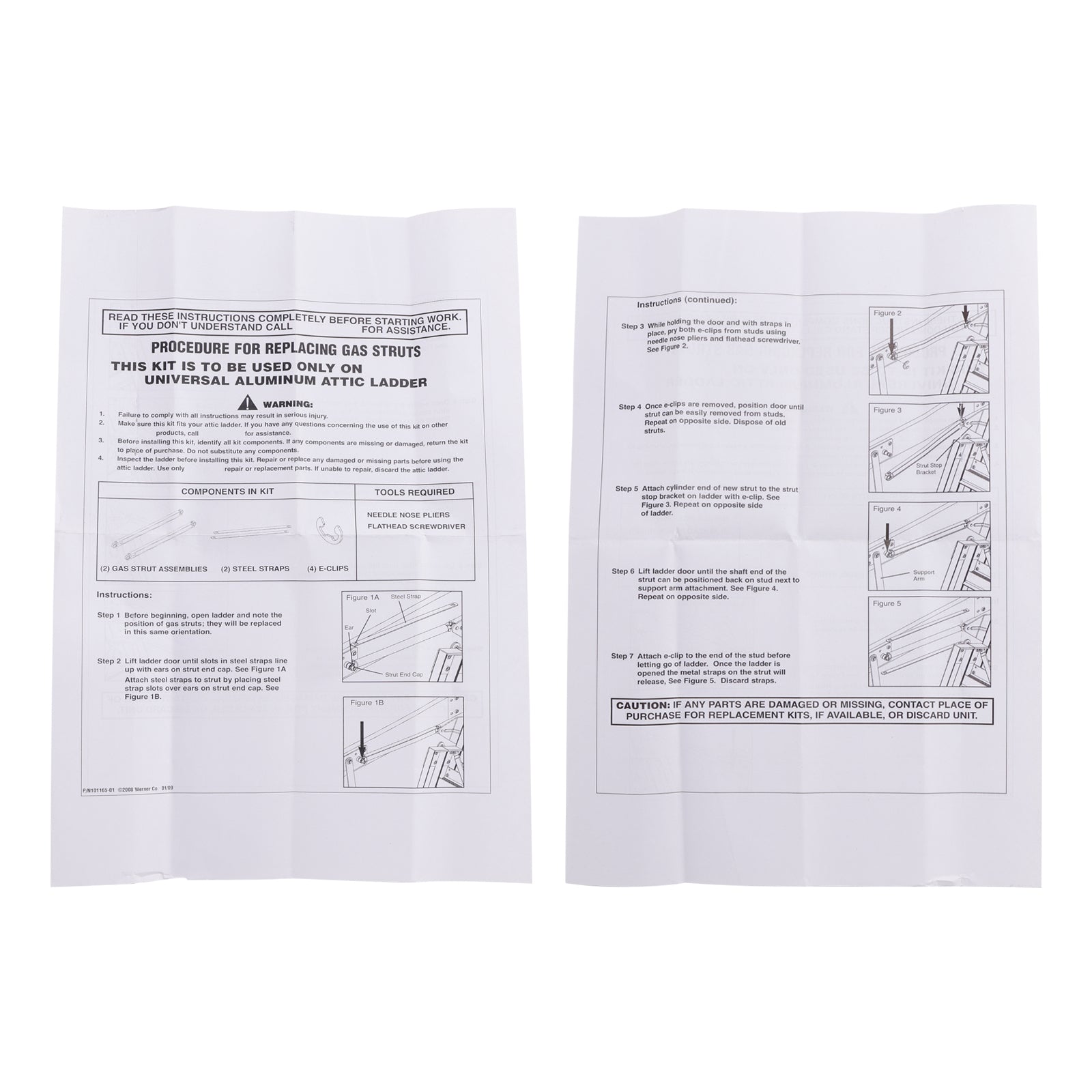 2st 36-80 Standard Strut Kit för Werner Aluminium Attic Ladders AH2210 AH2210B
