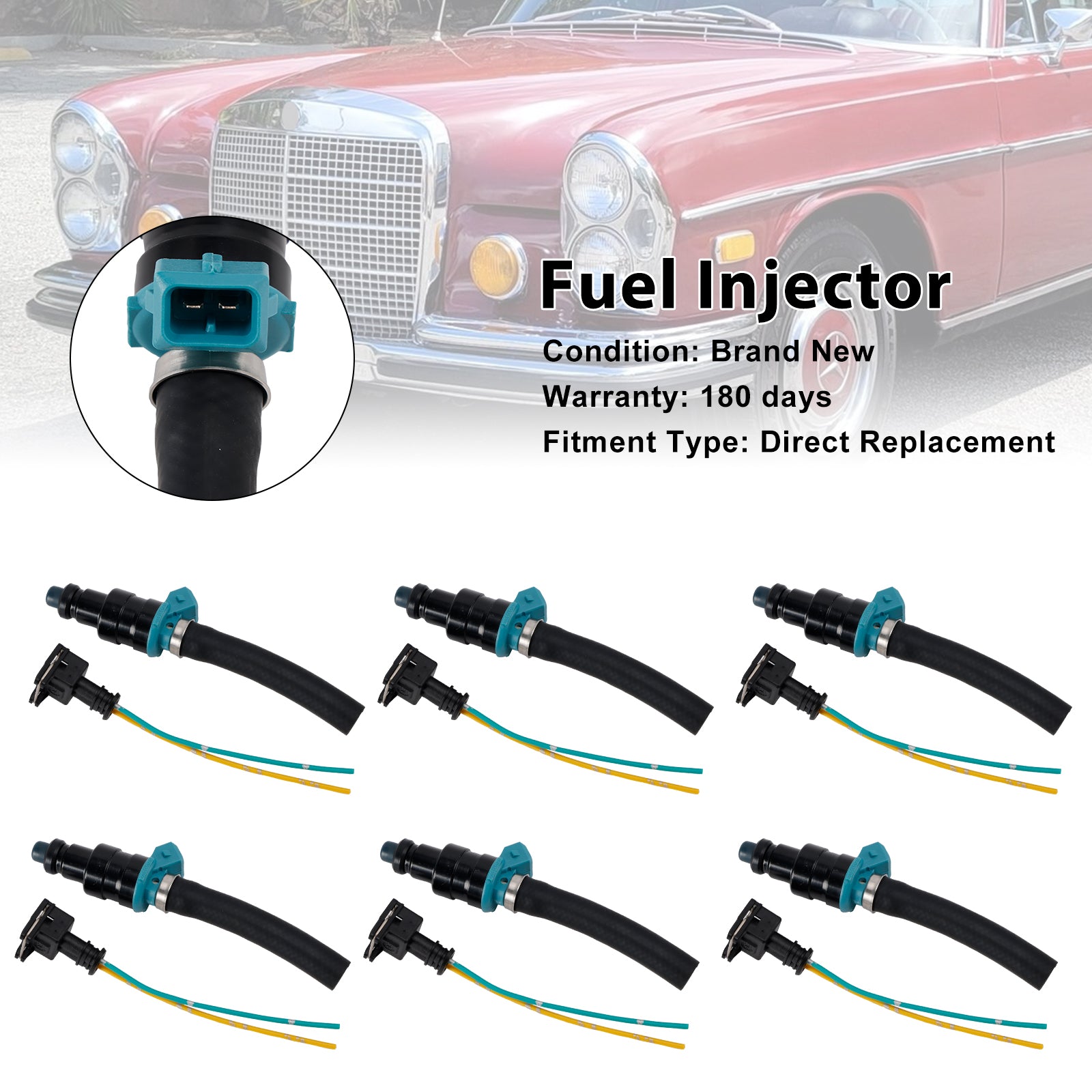 Mercedes-Benz 280SEL 450SE 280SEL 4.5L V8 6PCS Brandstofinjector 0280150036