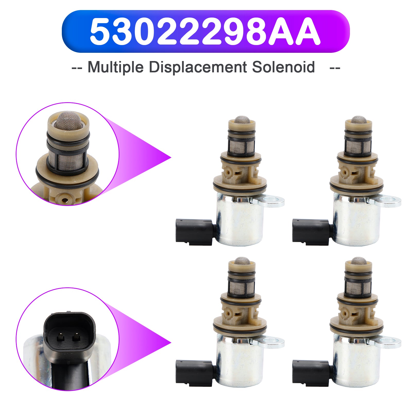 2012-2022 For Dodge Charger 6.4L 6424CC 392Cu. In. V8 GAS 4pcs Multiple Displacement Solenoid 53022298AA