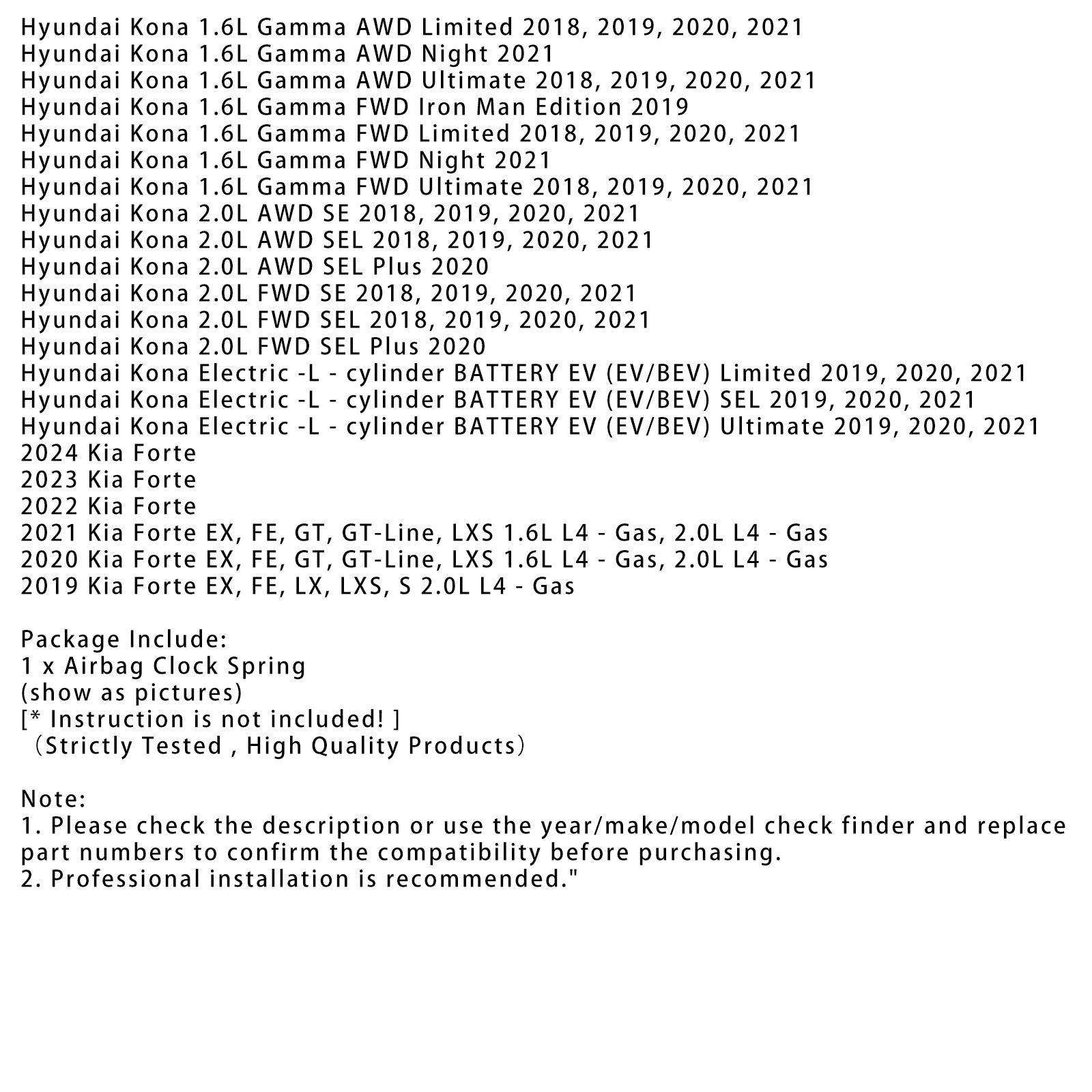 Clock Spring 93490-F2225 For Hyundai Elantra GT Accent Kona Electric 2018-2022