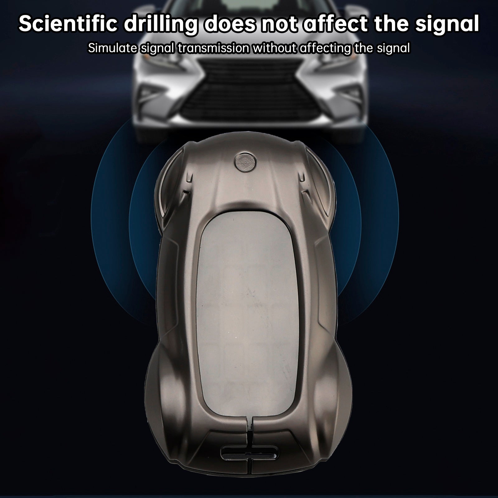 Leather Alloy Zinc Car Key Gray Case Cover For Lexus ES260h/RX350h/LS500h