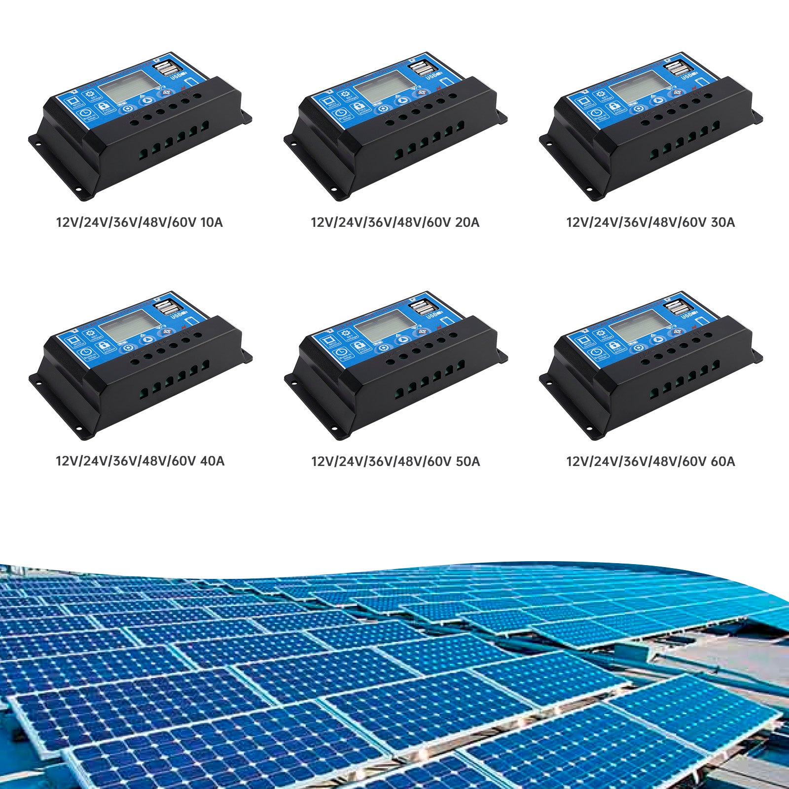 12V-60V PWM Solar Controller Weergave huidige zonne-straatverlichting Controle 0V Start