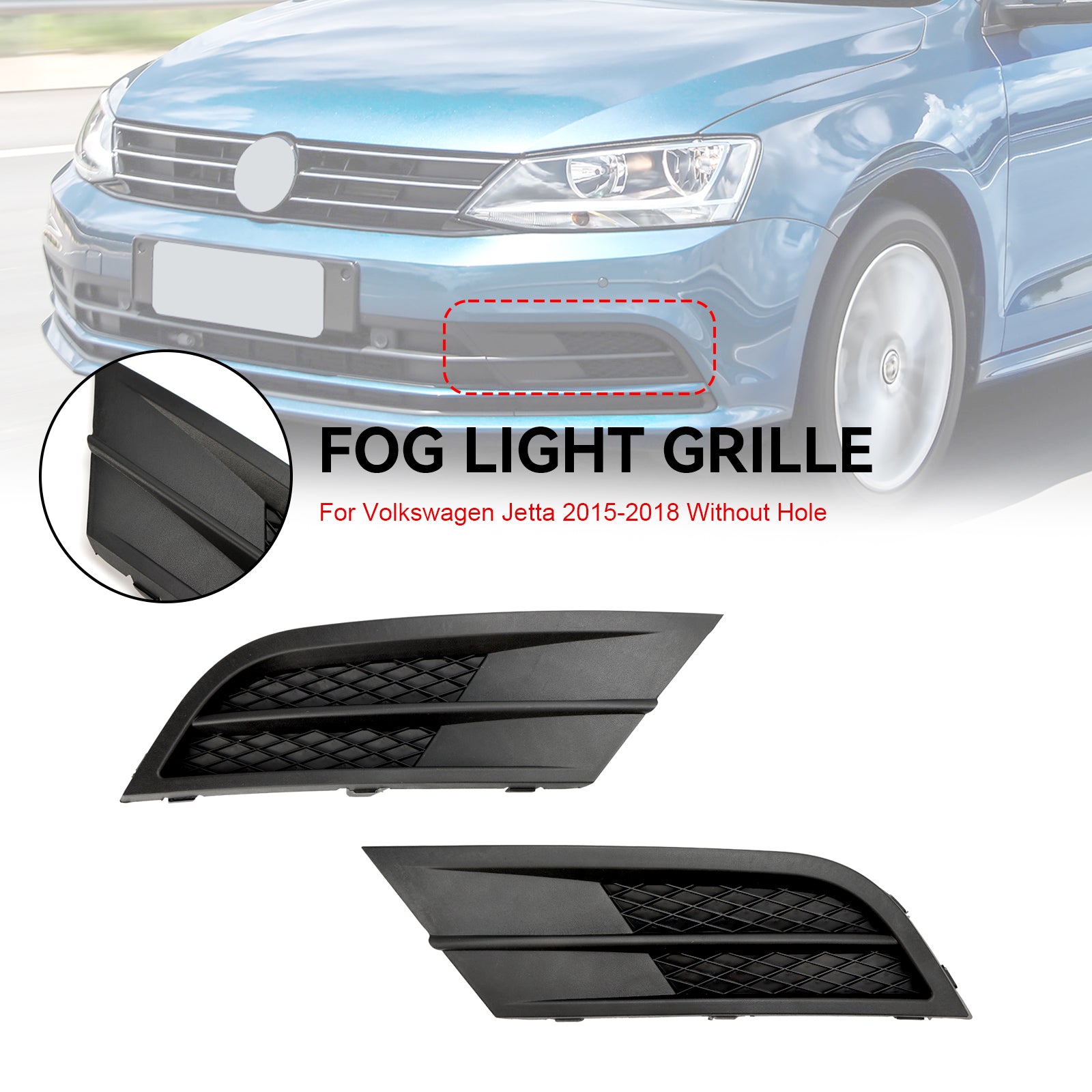 Pair Fog Lamp Cover Grille Grill Fit Volkswagen Jetta 1.4L 2015-2018