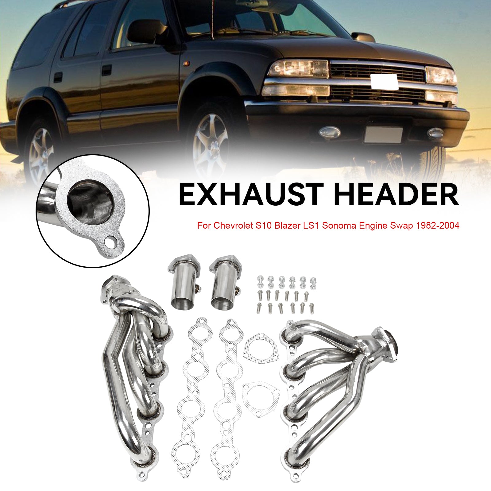 Grenrörshuvuden passar Chevrolet S10 Blazer LS1 Sonoma Swap Engine 1982-2004