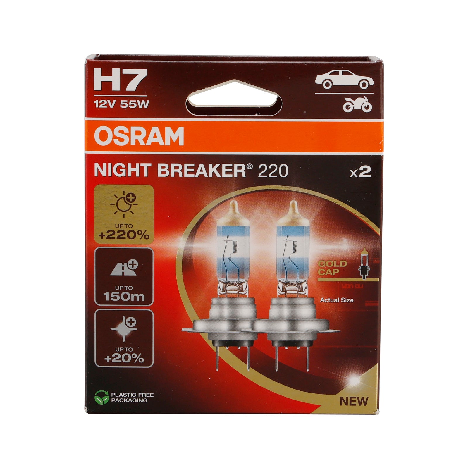 2PCS Car Breaker Night Breaker H7 64210NB220 12V 55W para Osram