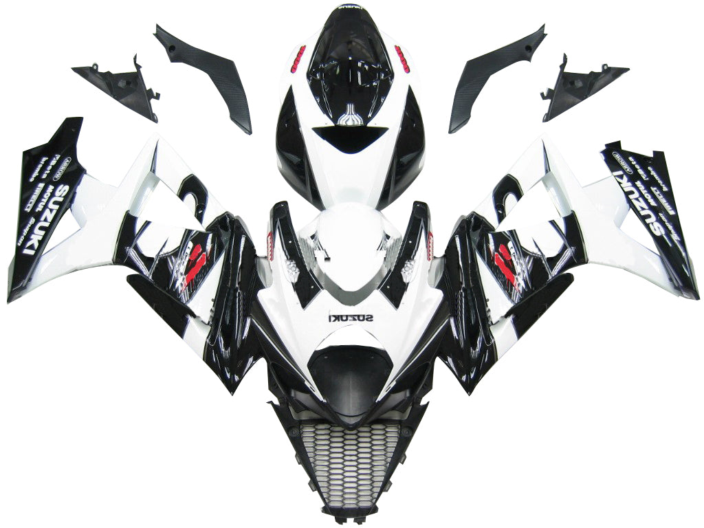 Suzuki GSXR 1000 2007-2008 Negra & Carenados de carreras GSXR blancos genéricos