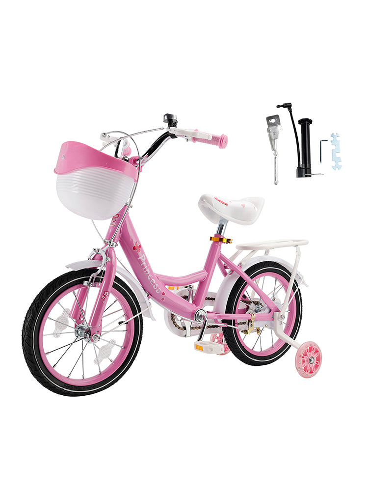16"/18" Children Princess Bicycle Girls Bike with Removable Training Wheels Pink