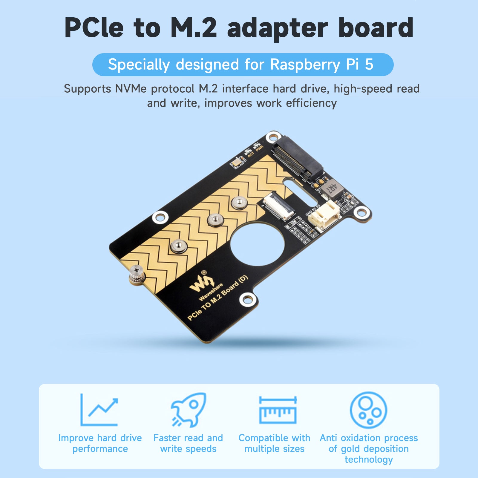 Raspberry Pi 5 PCIE naar M.2 Interface Rotor 8Gbps transmissie-uitbreidingskaart