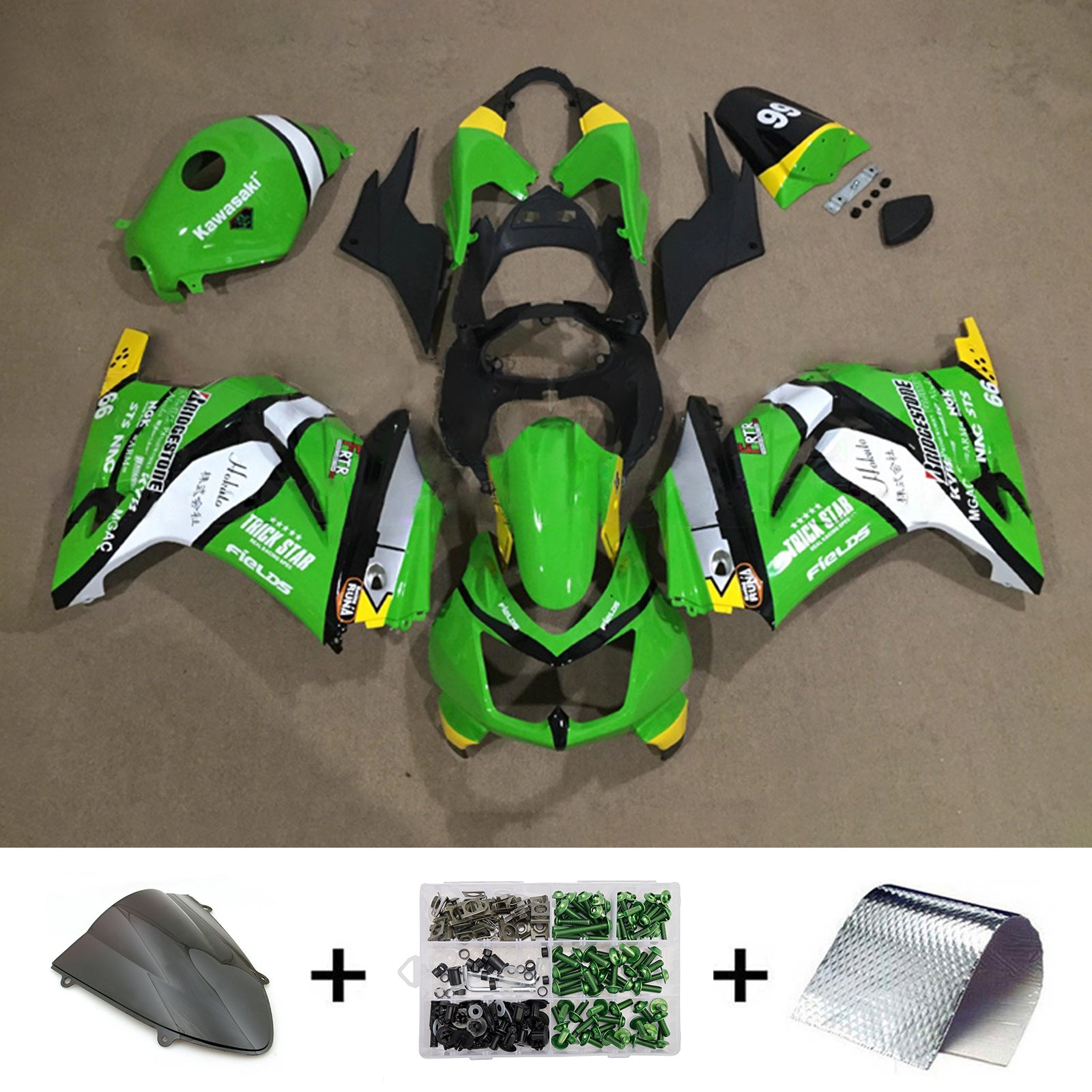 Kit carena iniezione carrozzeria in plastica ABS adatta per Kawasaki EX250 Ninja250R 2008-2012