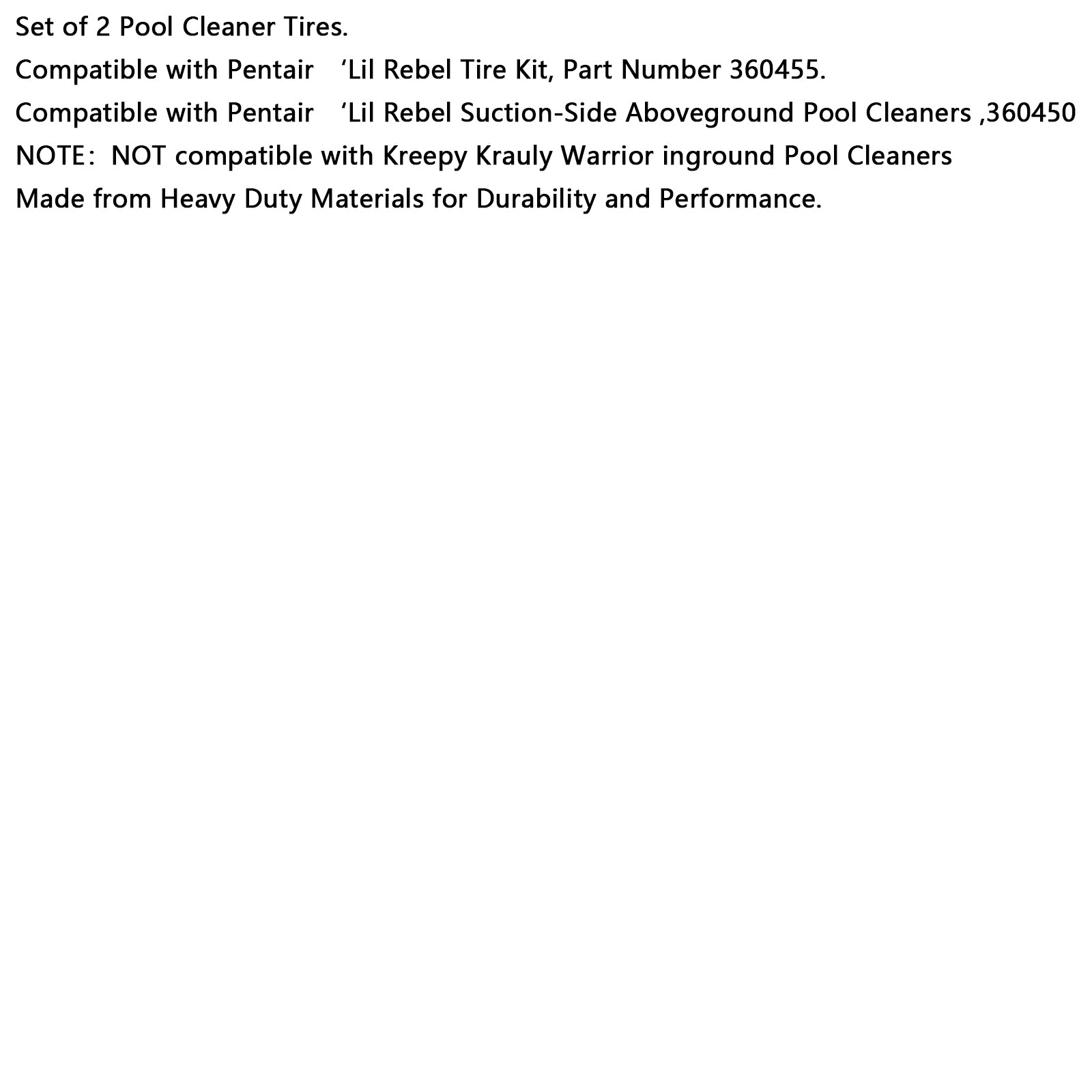 2 pneumatiky #360455 pre čistiace prostriedky na bazény na strane Pentair 'Lil Rebel Salic