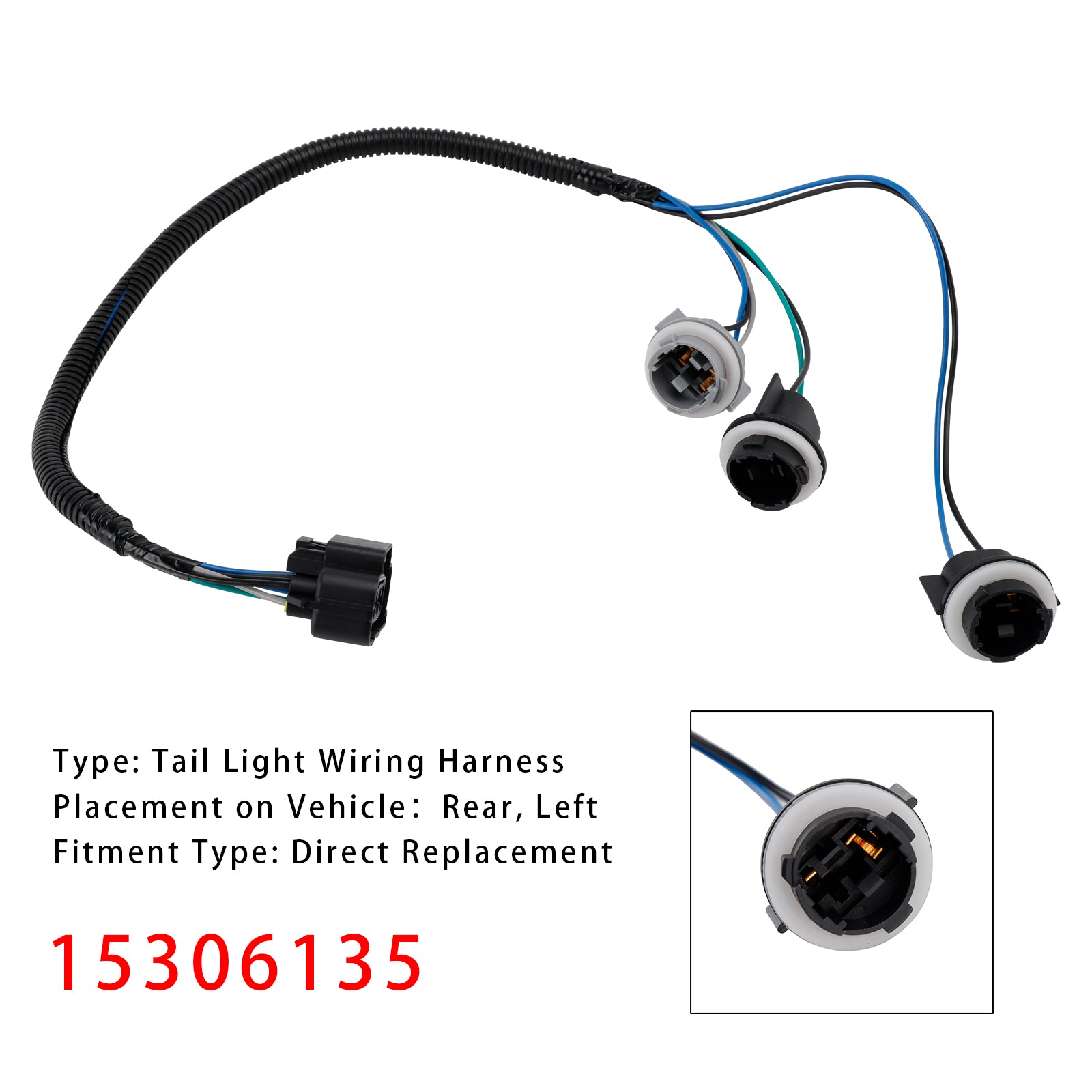 2000-2006 Suburban 1500 2500 Tahoe Yukon XL 1500 2500 Rear Left Tail Light Wiring Harness 15306135