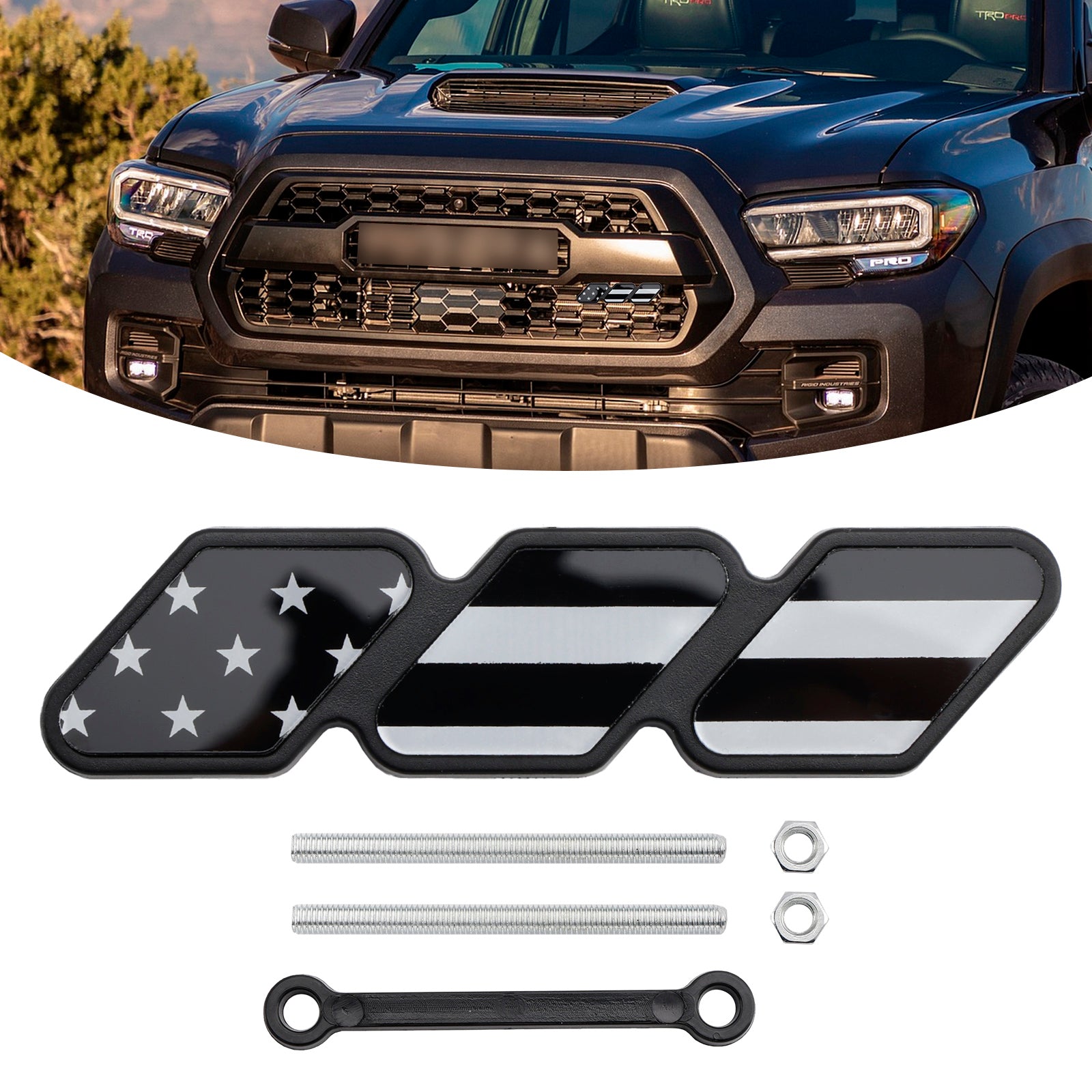 Tri-Color Grille Badge Emblem Car Accessories for Toyota Tacoma TRD Tundra RAV4