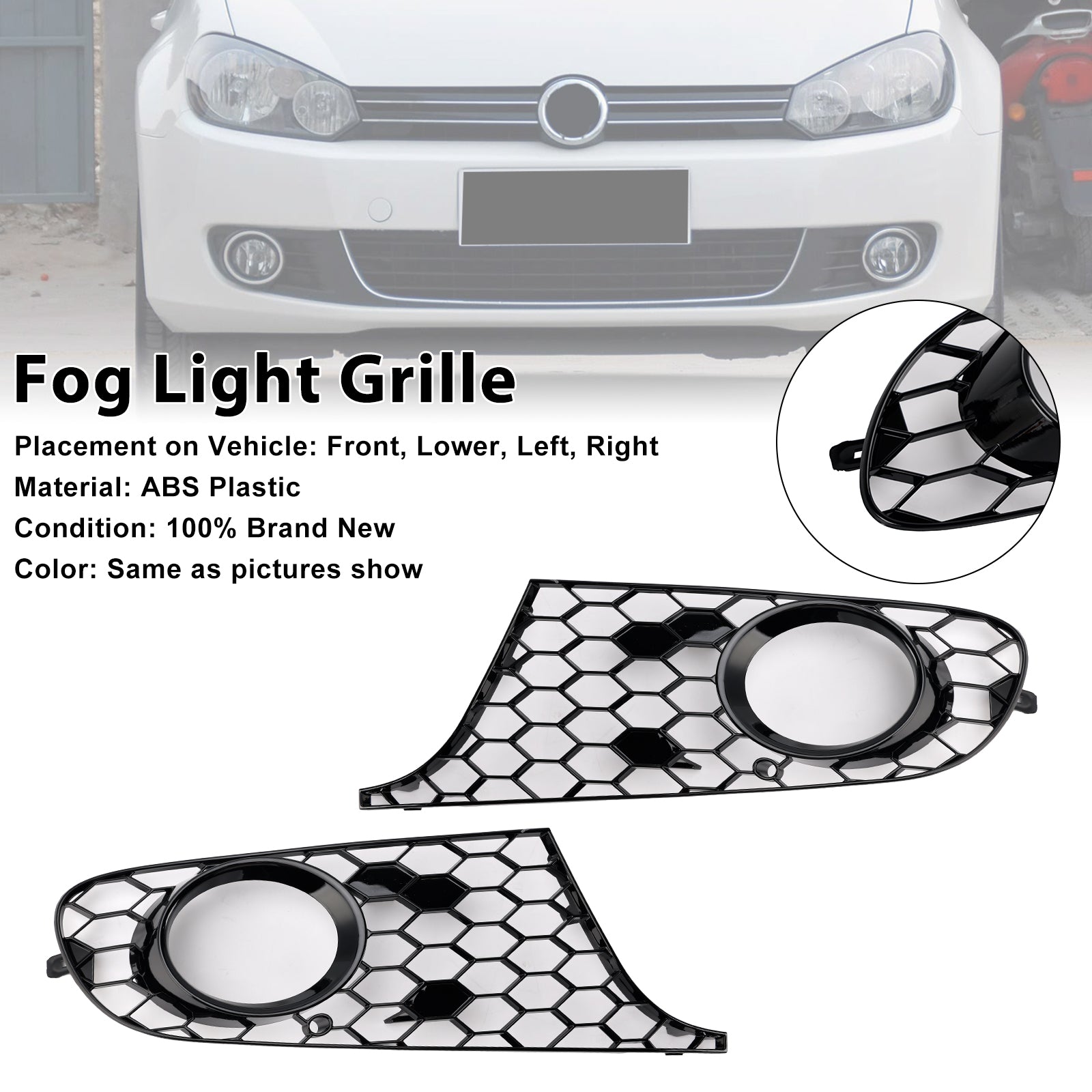 2009-2013 VW MK6 Golf Jetta 2PCS Fog Light Cover Grille Grill 5K0853665