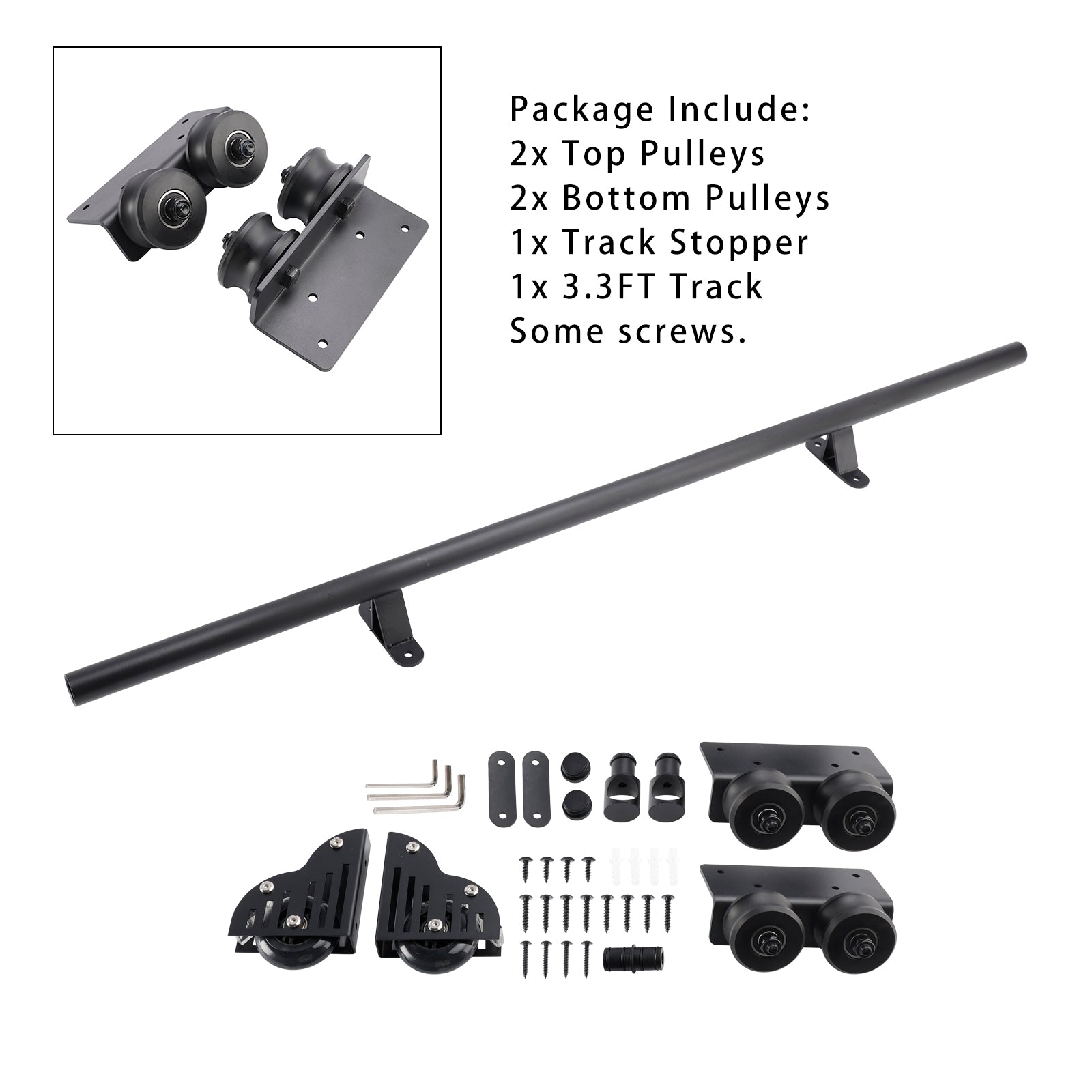 Rolling Library Sliding Ladder Hardware Kit com freio de 3,3 pés de tubo redondo