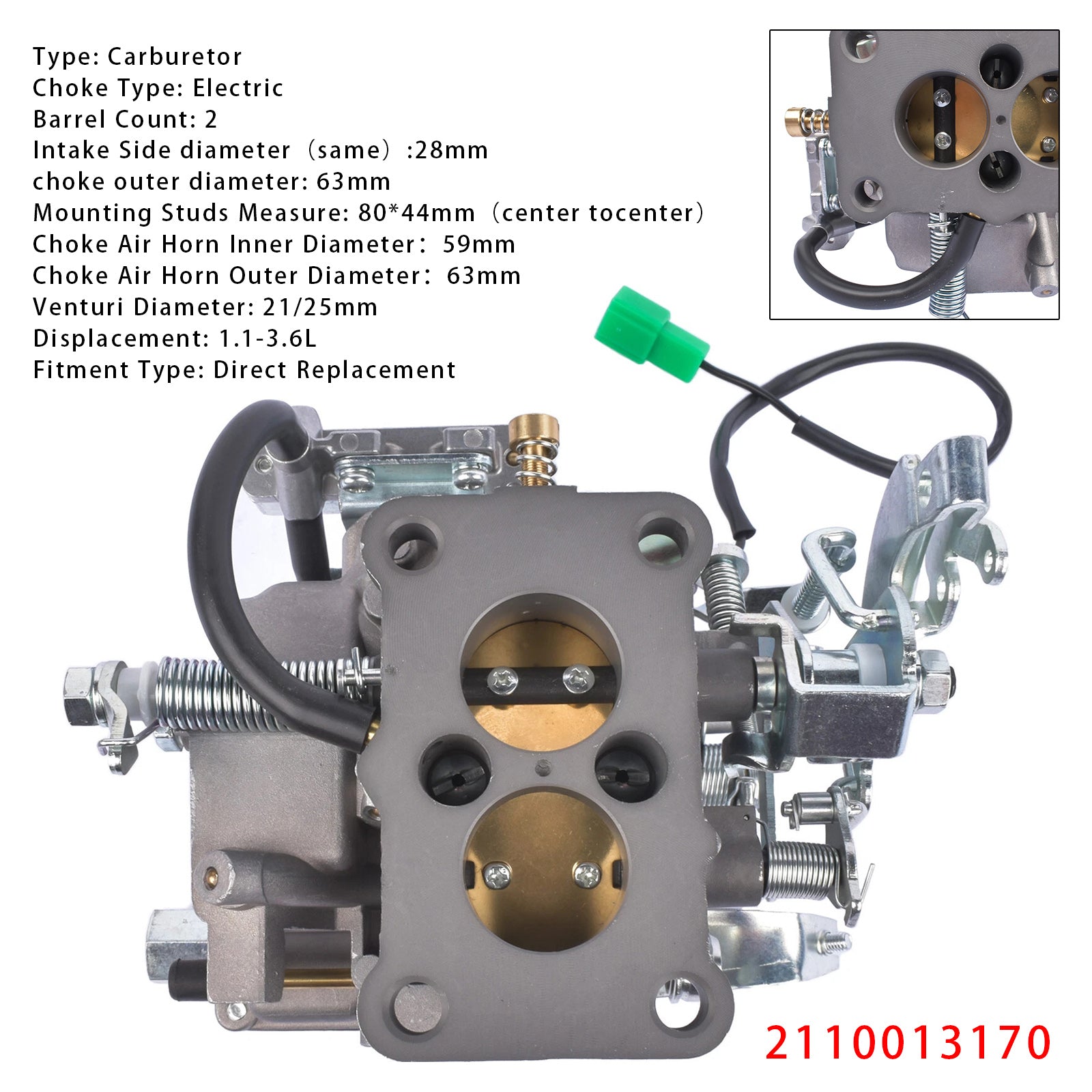 Förgasare Carb Kit 2110013170 för Toyota Corolla DLX Coupe 2-dörr 1981 1.8L